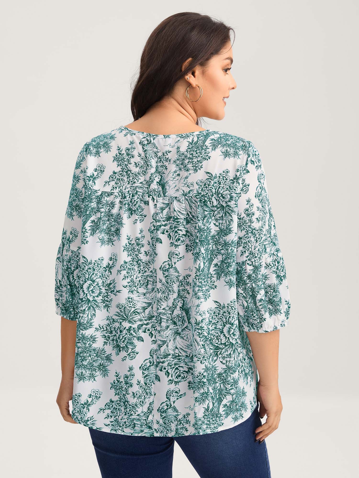 Artistic Print A-Line Blouse - Image 11