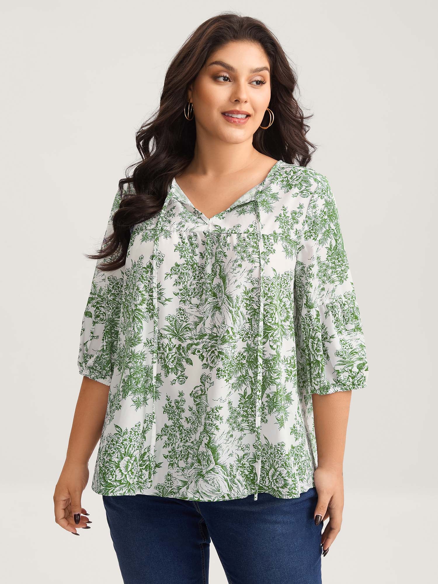 Artistic Print A-Line Blouse - Image 12