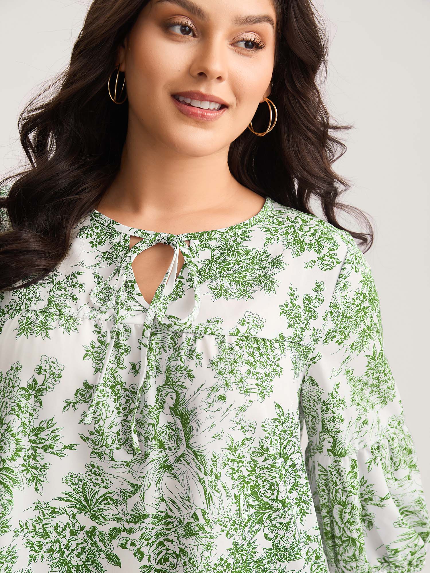 Artistic Print A-Line Blouse - Image 13