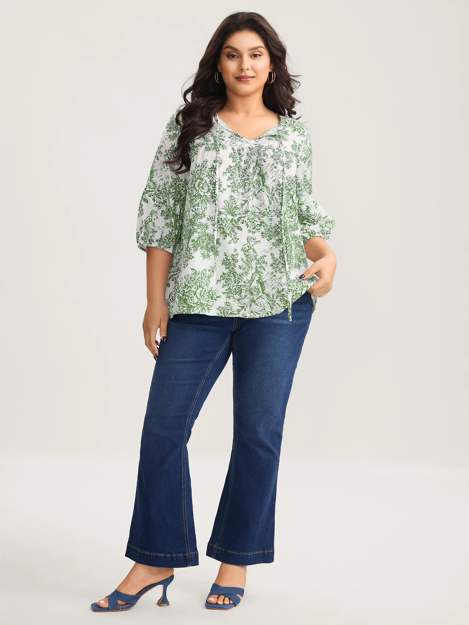 Artistic Print A-Line Blouse - Image 14