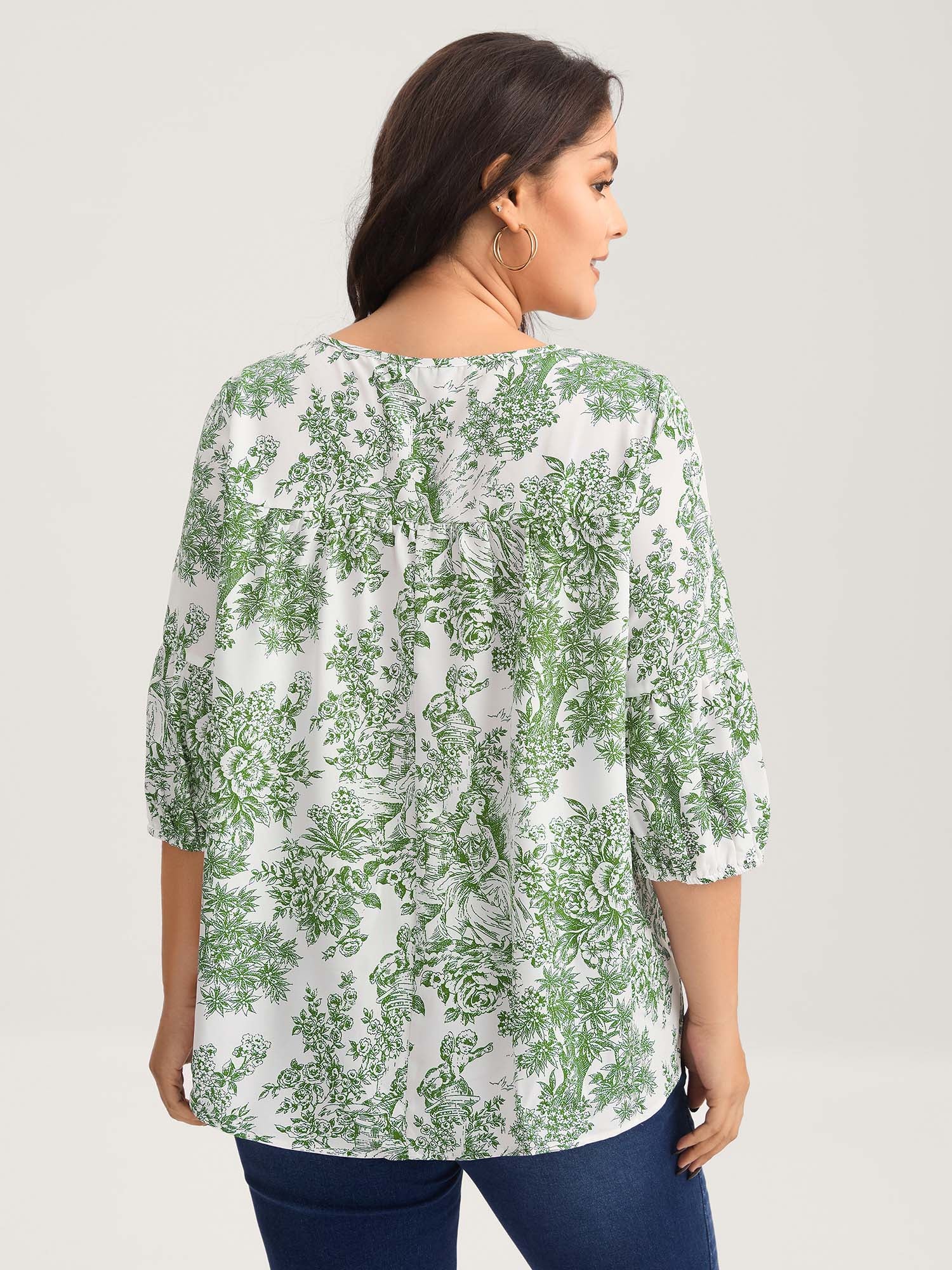 Artistic Print A-Line Blouse - Image 15