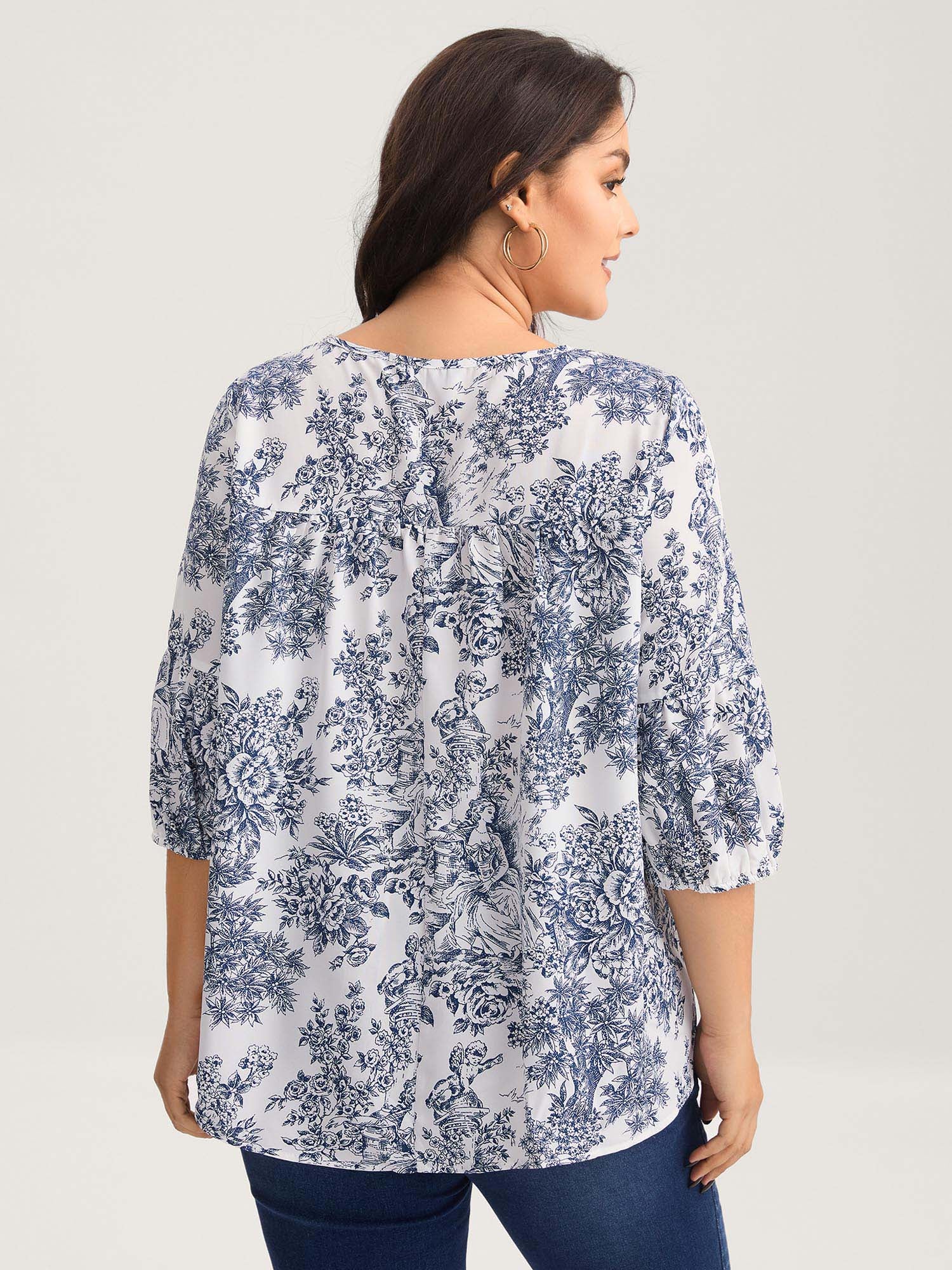 Artistic Print A-Line Blouse - Image 4