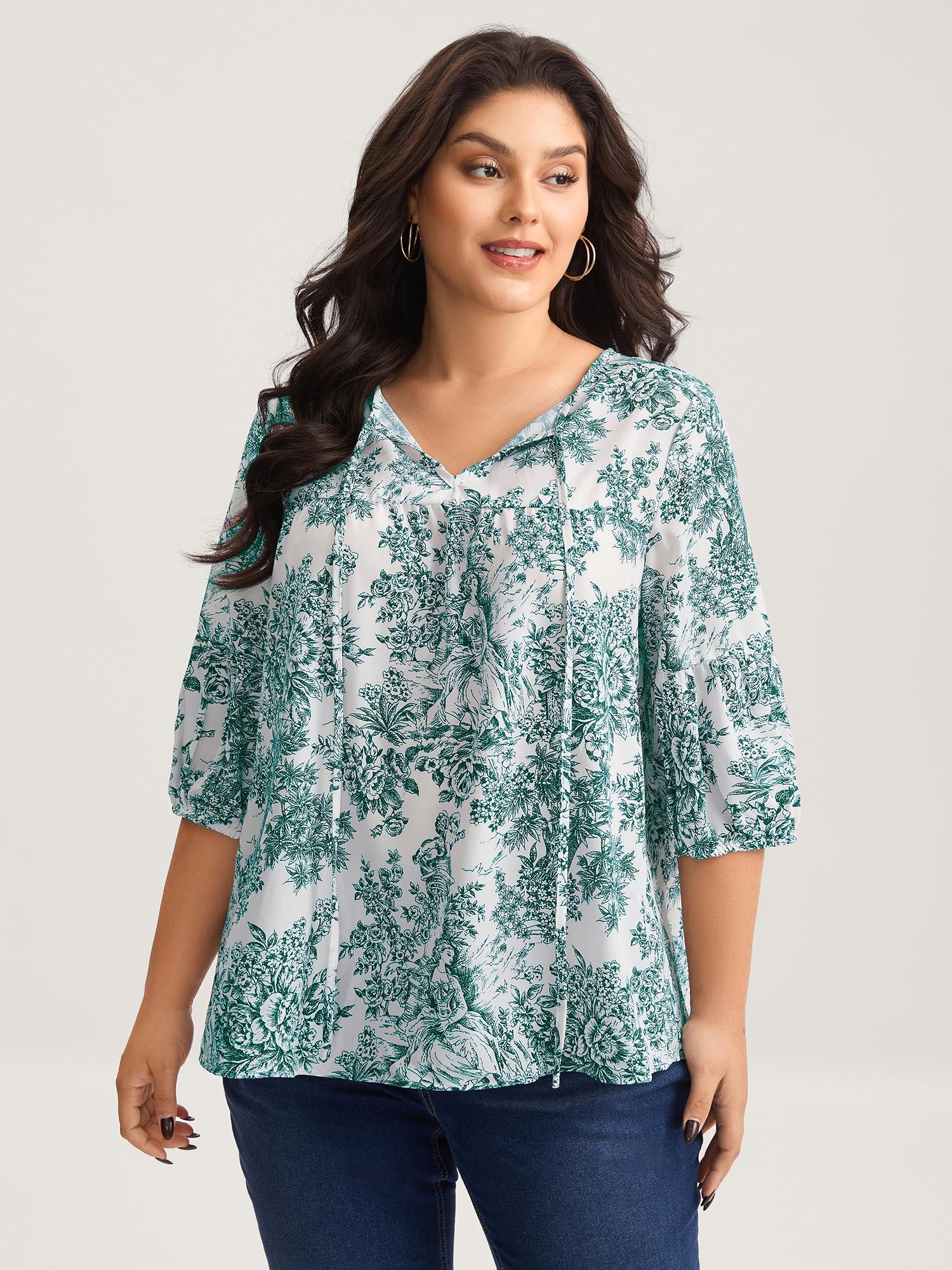 Artistic Print A-Line Blouse - Image 8