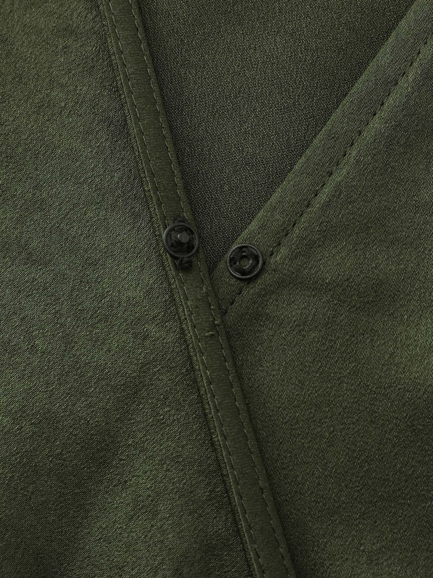 Asymmetric Hem Collared Wrap Blouse - Image 5