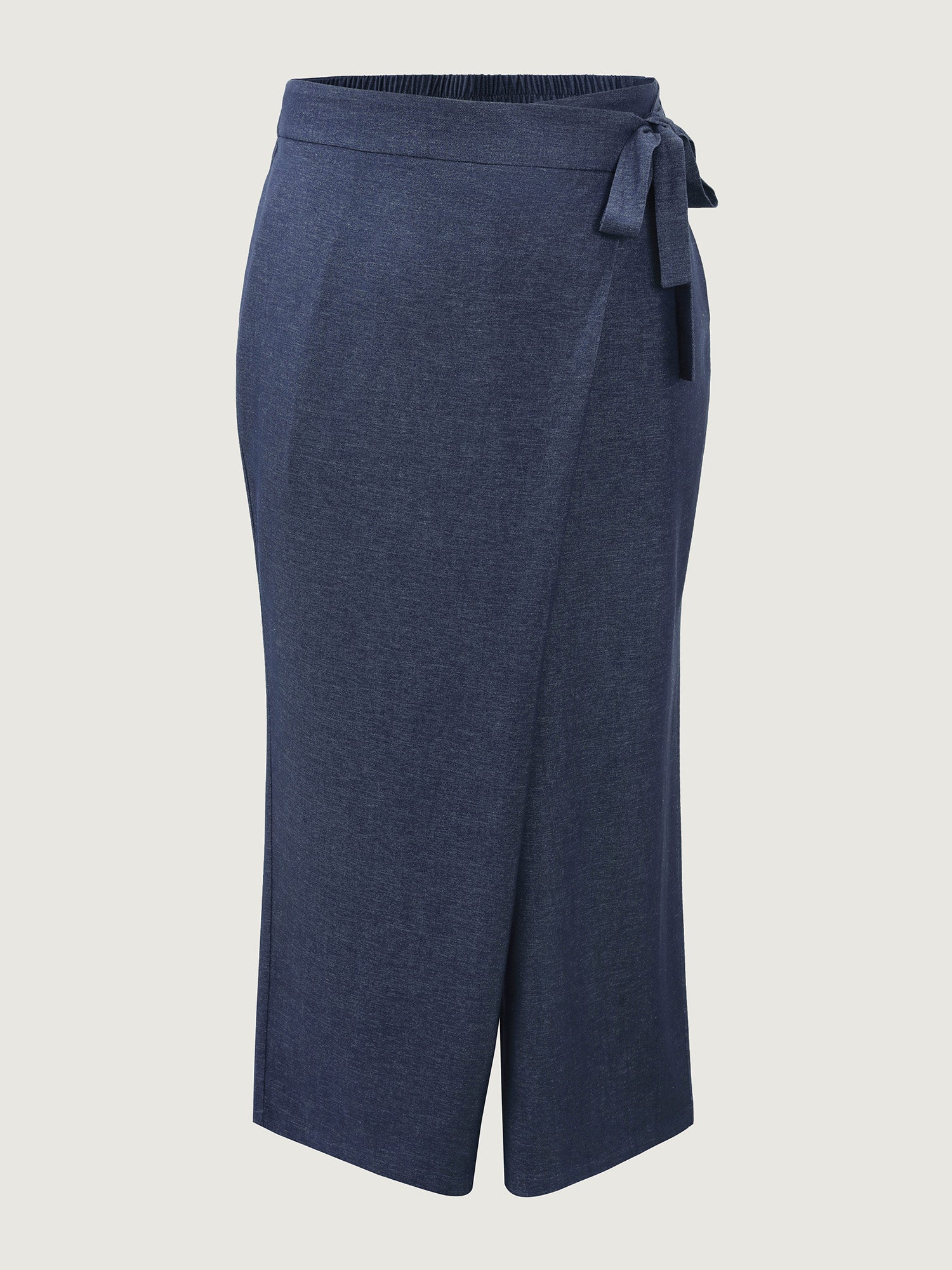 Asymmetrical Belted Denim-Like Pants - Image 6