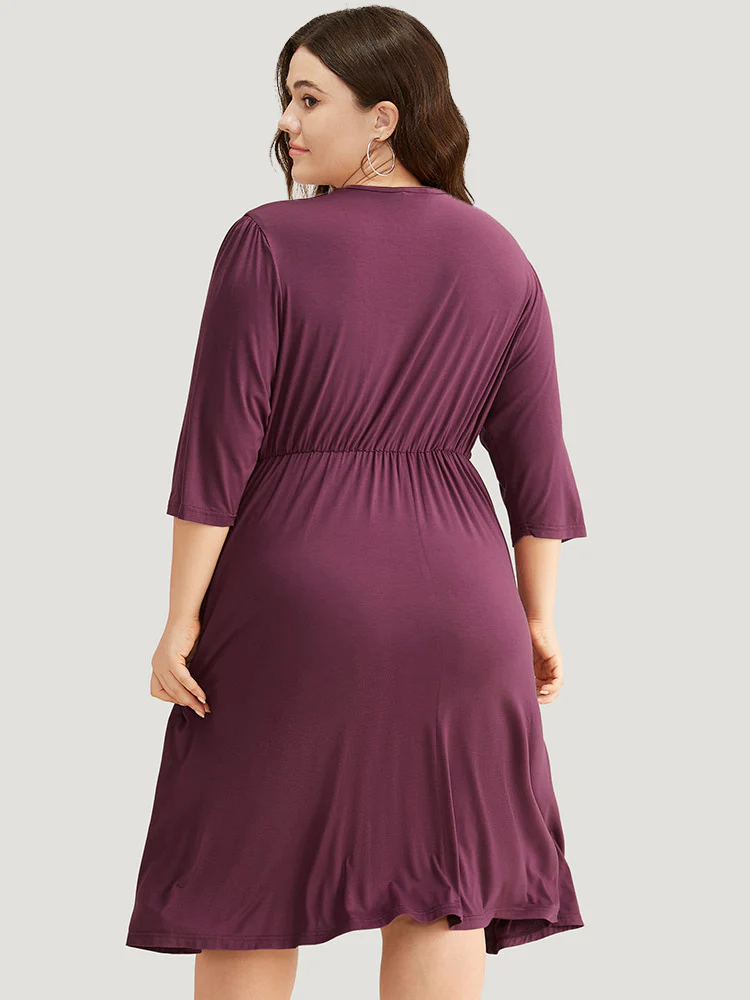 Asymmetrical Button Detail Ruffle Hem Dress - Image 5