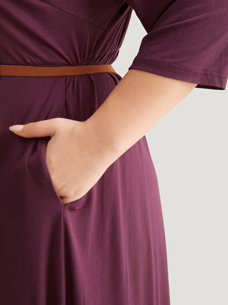 Asymmetrical Button Detail Ruffle Hem Dress - Image 7