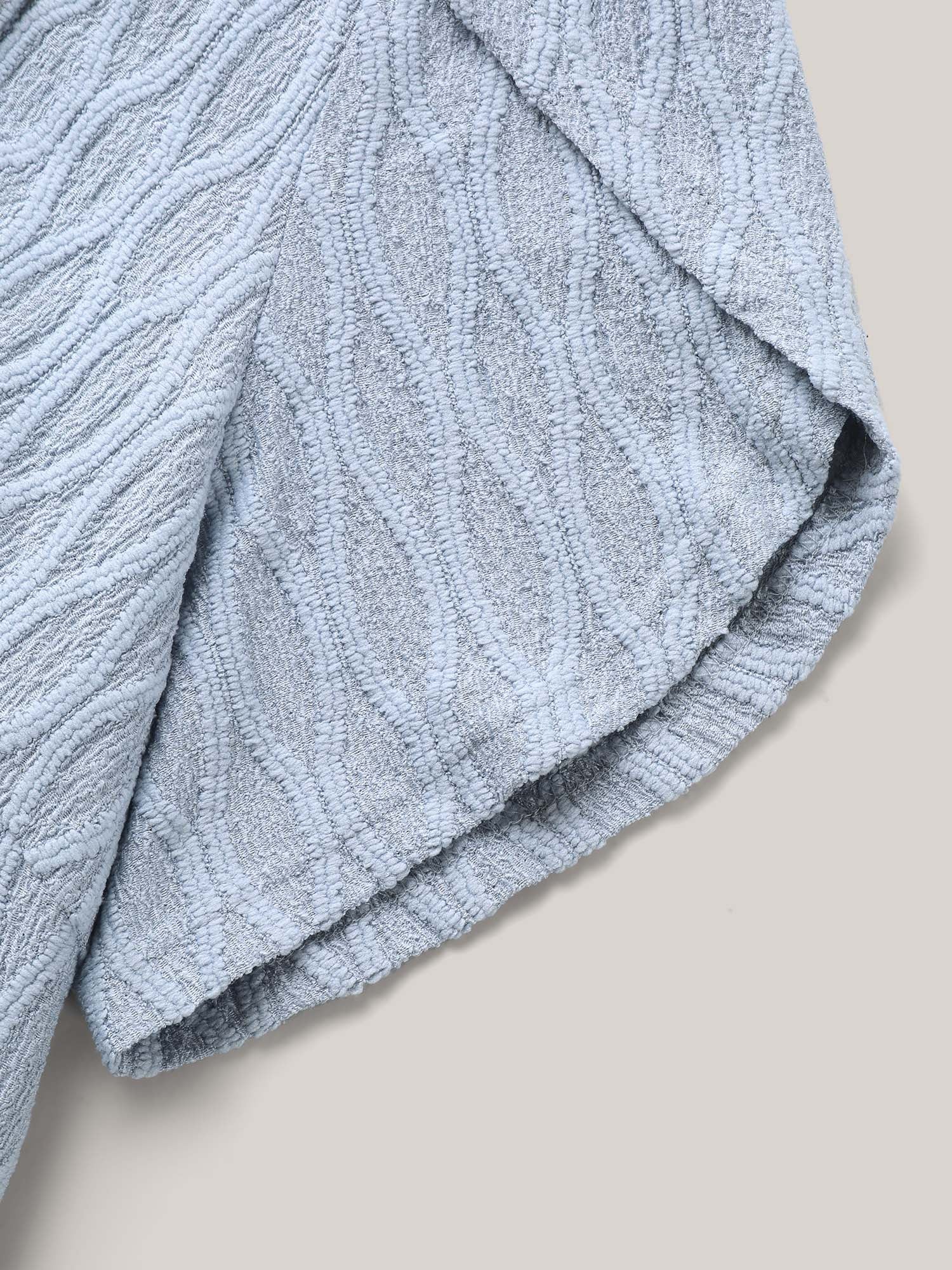 Asymmetrical Collar Textured Plain Blouse - Image 6