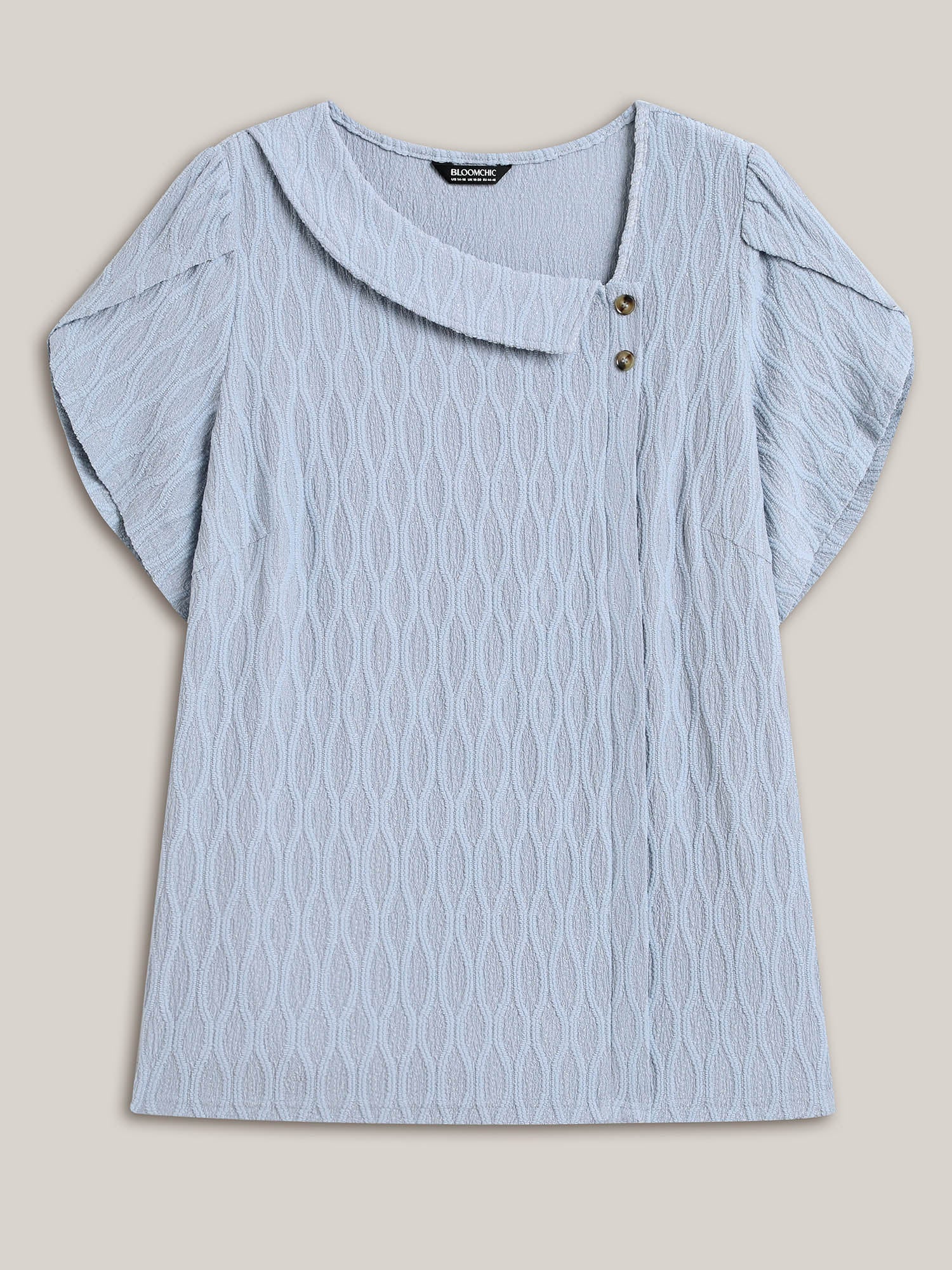 Asymmetrical Collar Textured Plain Blouse - Image 7