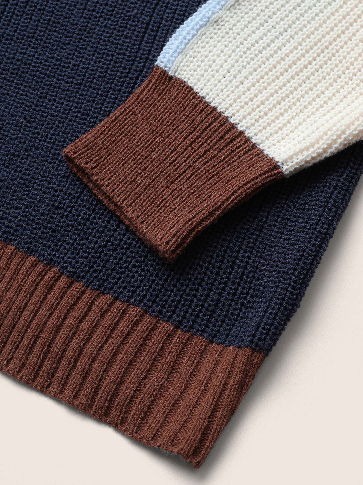 Asymmetrical Colorblock Contrast Drop Shoulder Pullover - Image 6