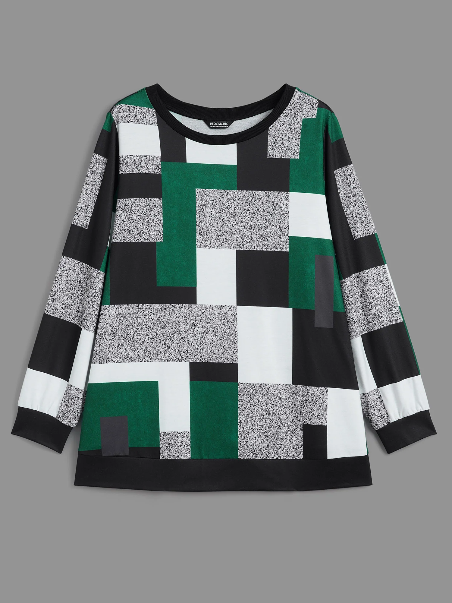 Asymmetrical Colorblock Contrast Slit Hem Sweatshirt - Image 8