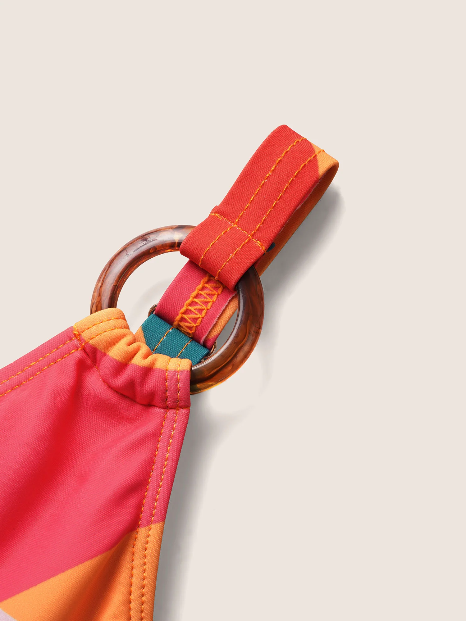Asymmetrical Colorblock Contrast Ties One Piece Swimsuit - Image 5