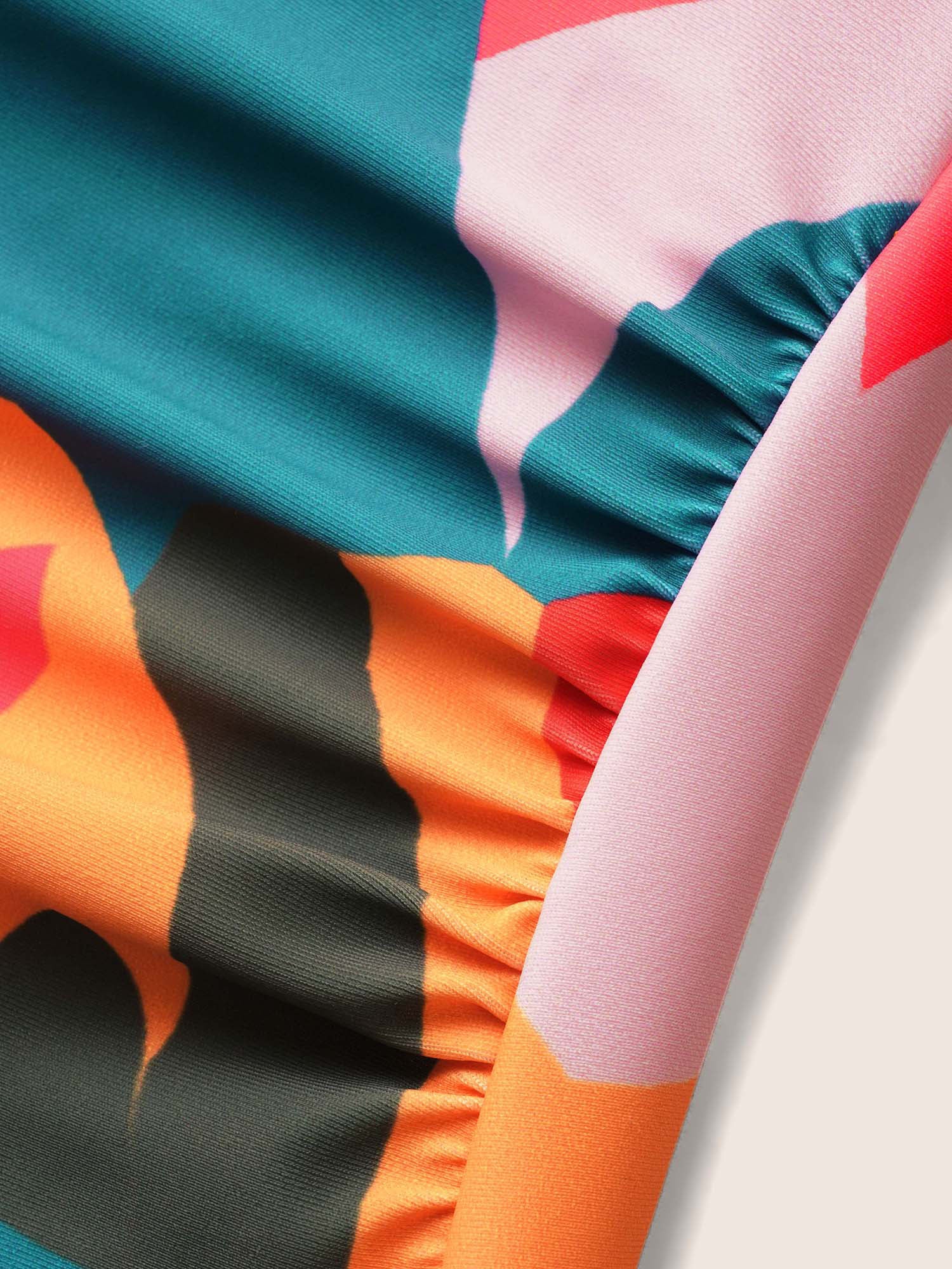 Asymmetrical Colorblock Contrast Ties One Piece Swimsuit - Image 6