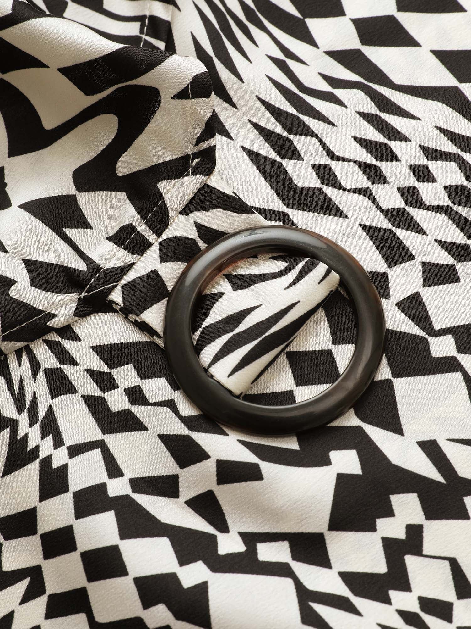 Asymmetrical Geometric Wrap Button Detail Blouse - Image 6