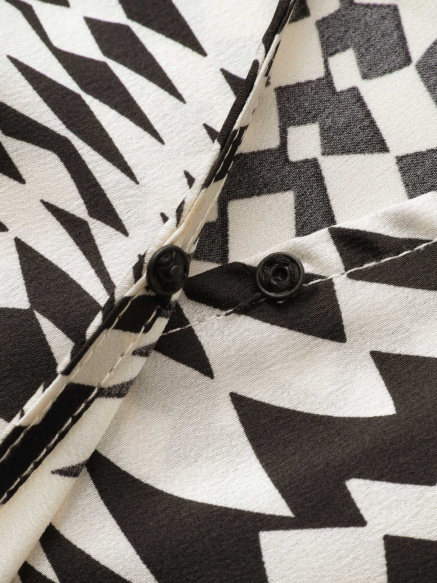 Asymmetrical Geometric Wrap Button Detail Blouse - Image 7