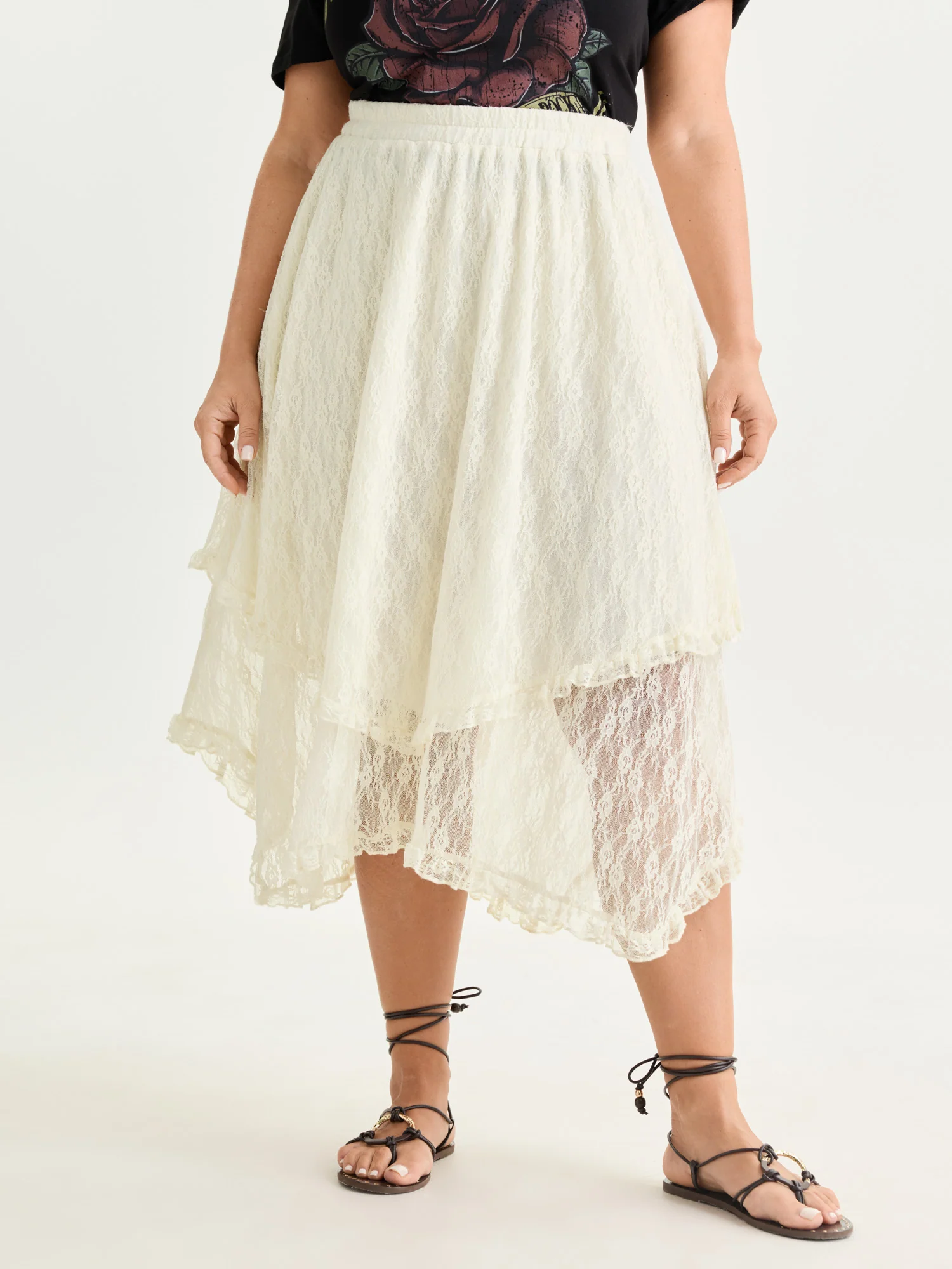 Asymmetrical Hem Flowy Maxi Skirt - Image 2