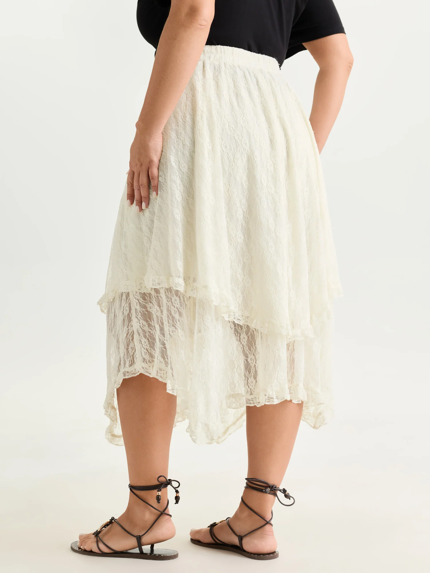 Asymmetrical Hem Flowy Maxi Skirt - Image 4