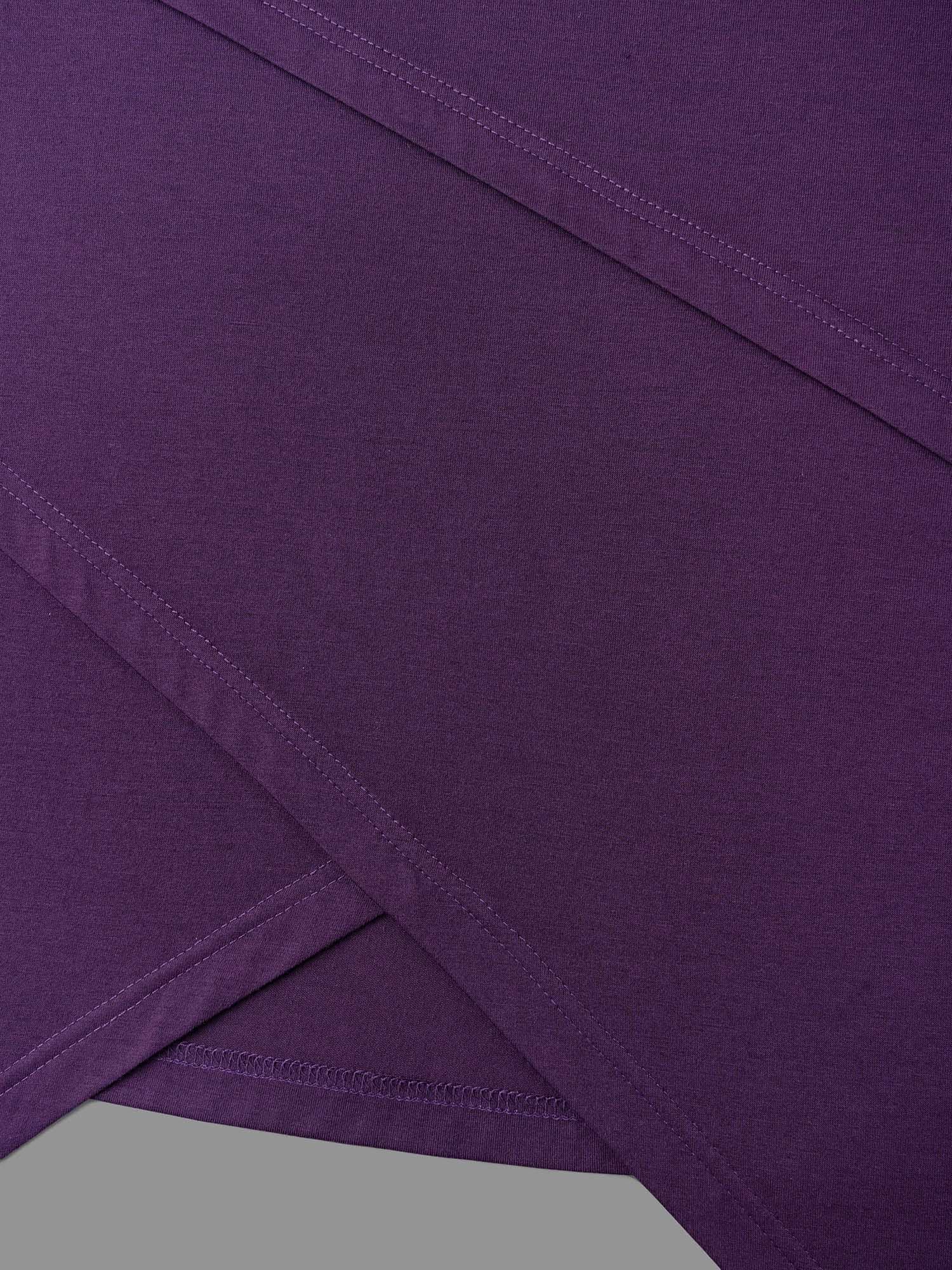 Asymmetrical Hem Overlap Long T-shirt - Image 6