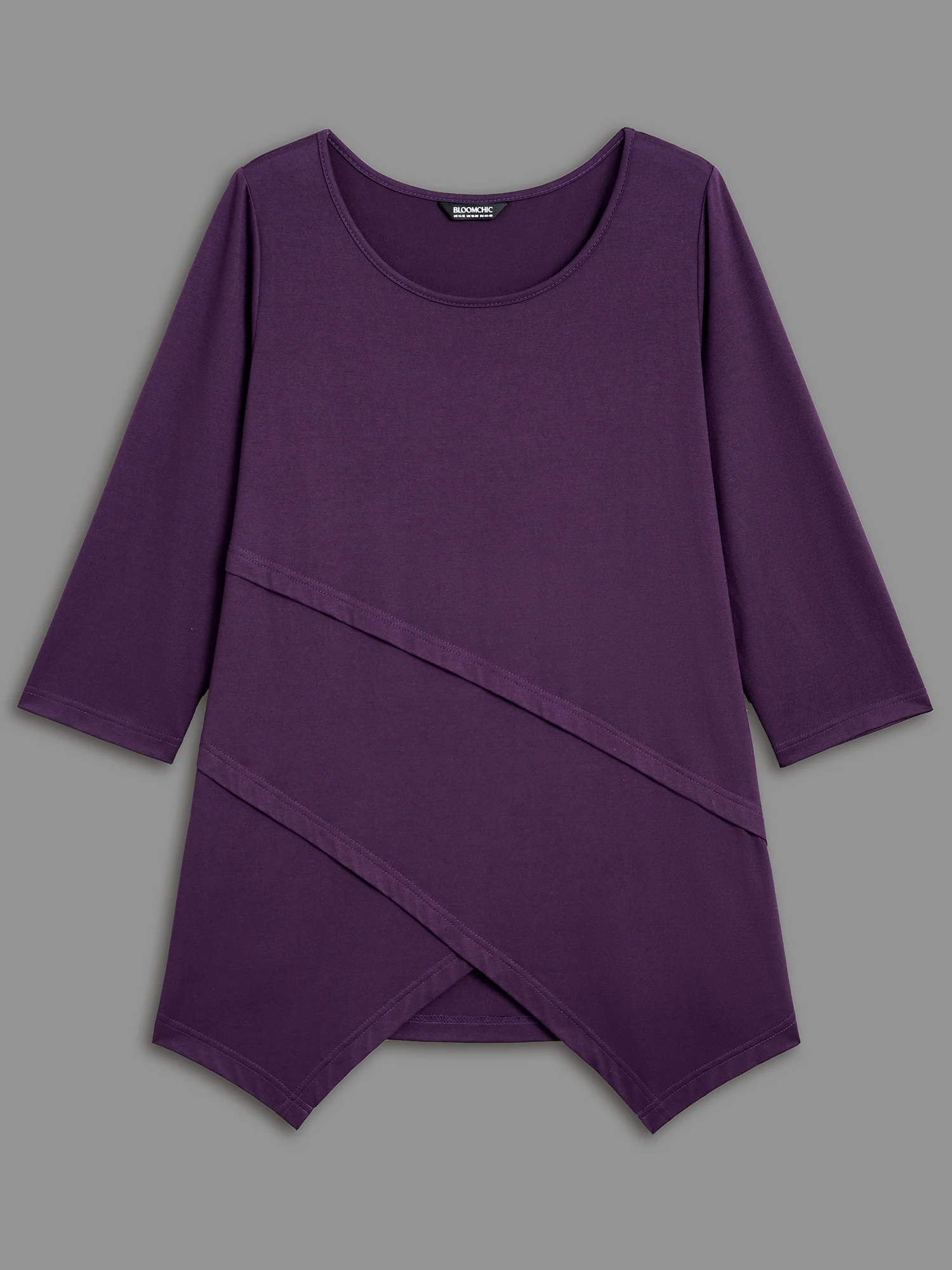 Asymmetrical Hem Overlap Long T-shirt - Image 7