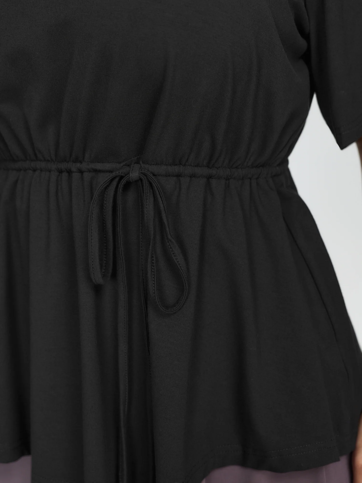 Asymmetrical Hem Waist-Tie Knit Top - Image 4