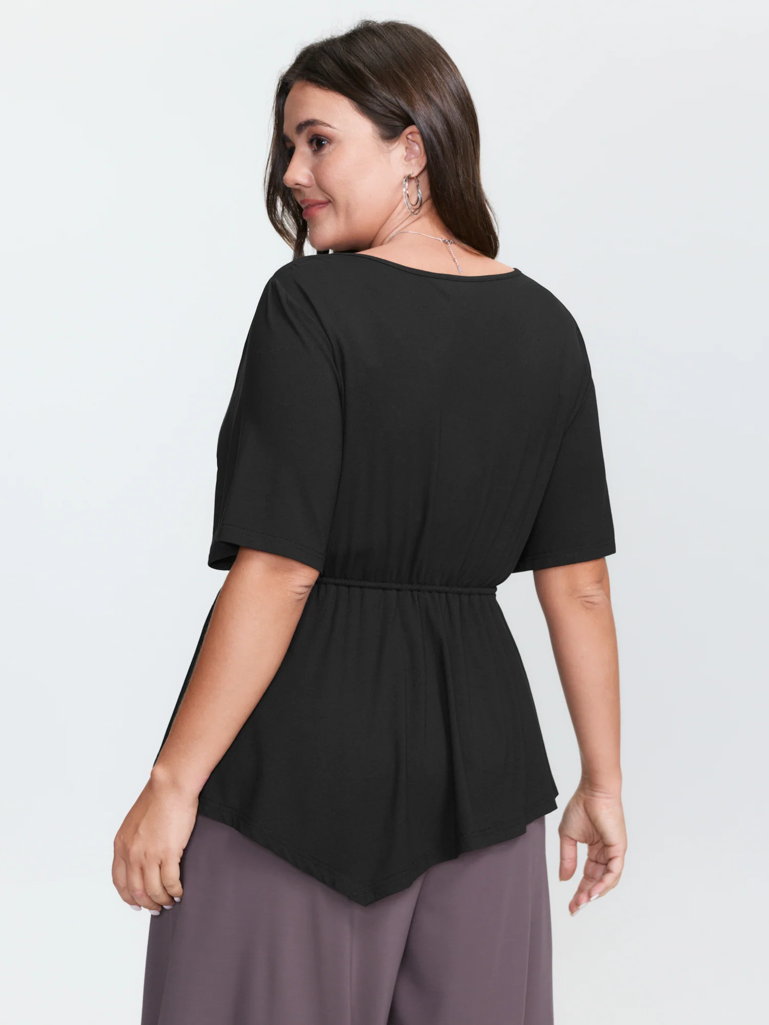 Asymmetrical Hem Waist-Tie Knit Top - Image 6