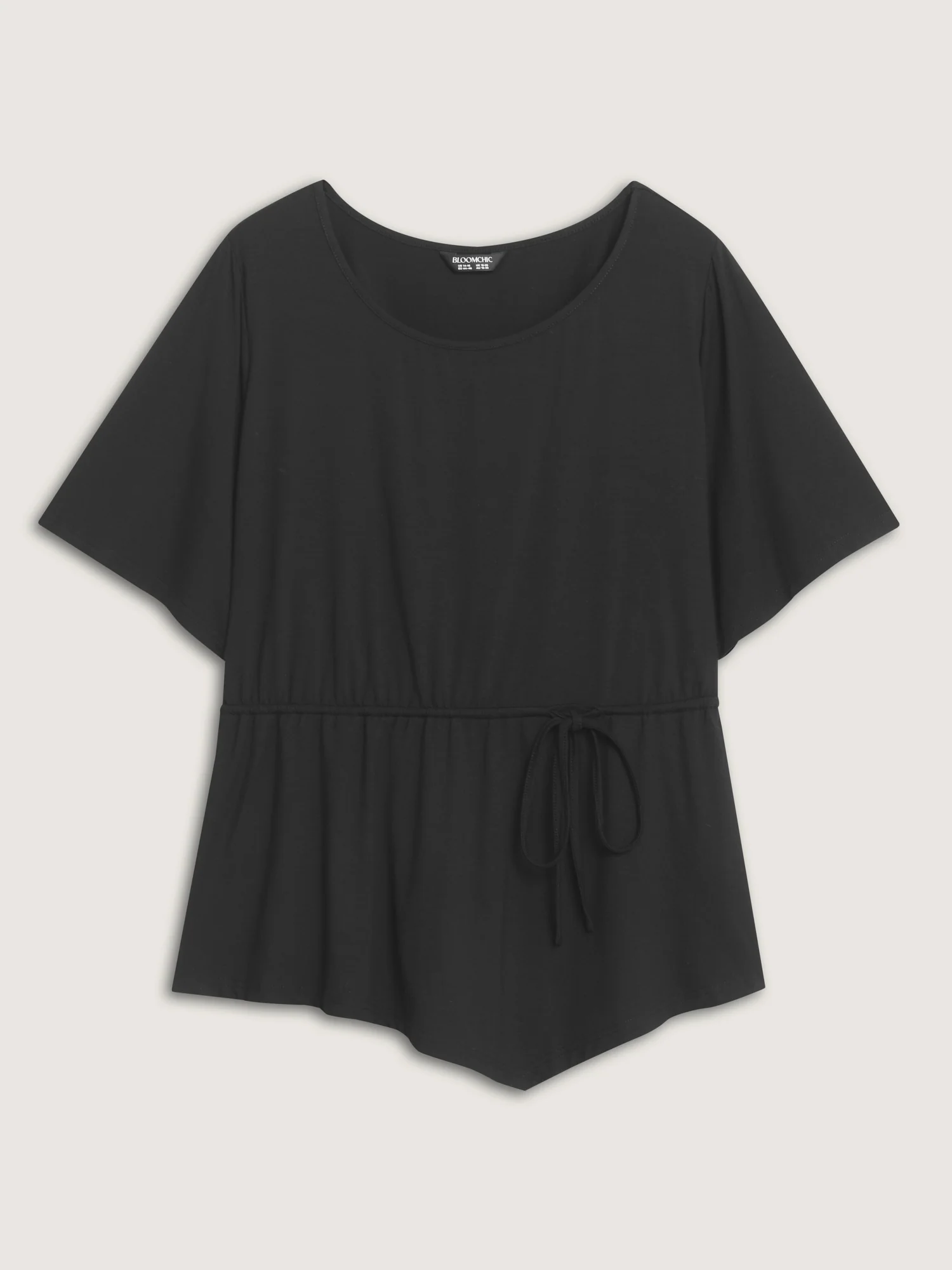 Asymmetrical Hem Waist-Tie Knit Top - Image 8