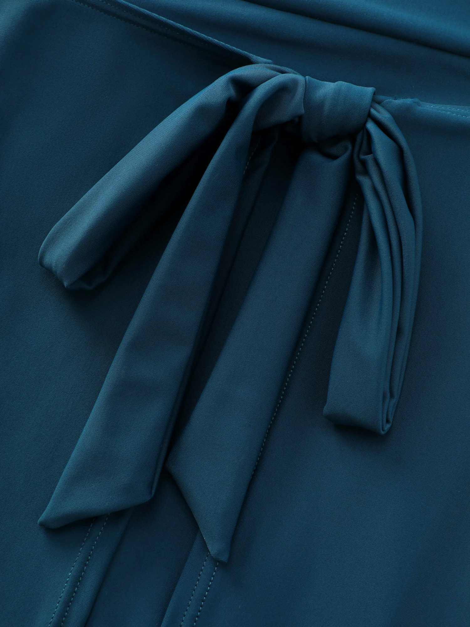Asymmetrical High Neckline Knotted Swim Dress - Image 7