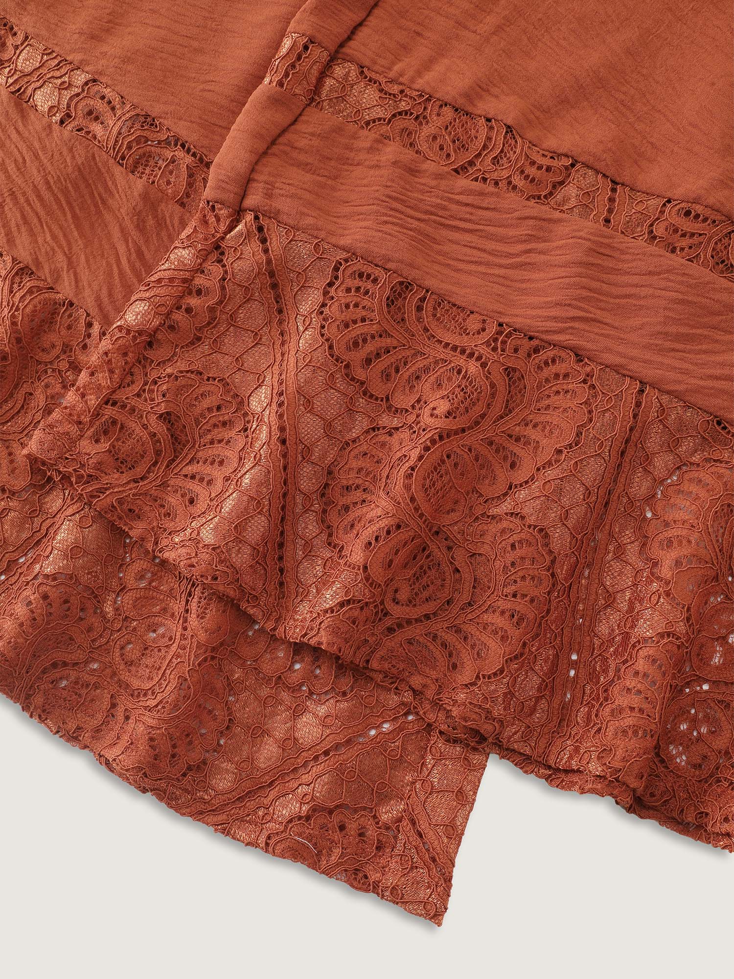 Asymmetrical Lace Hem Pockets Pants - Image 7