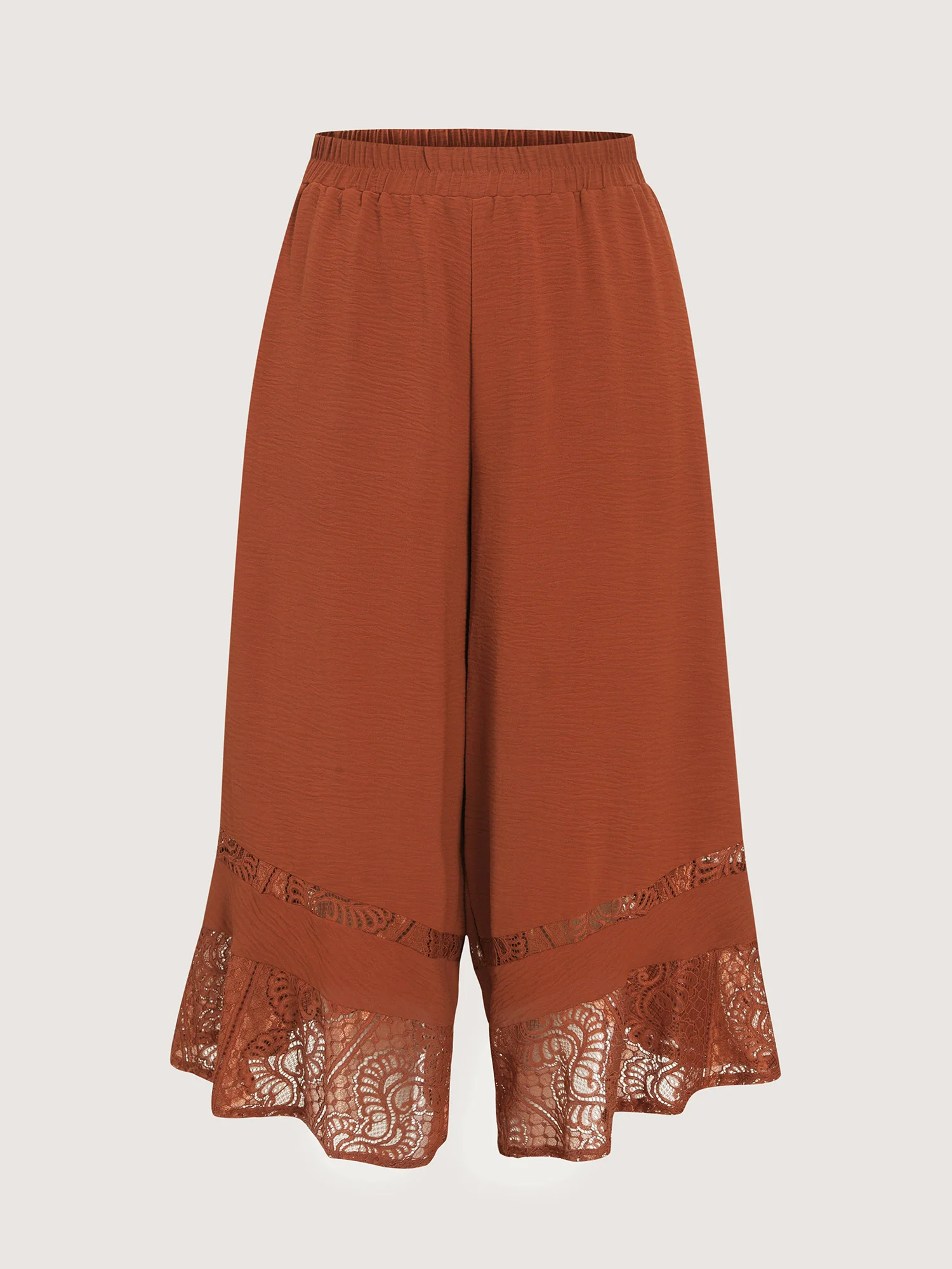 Asymmetrical Lace Hem Pockets Pants - Image 8