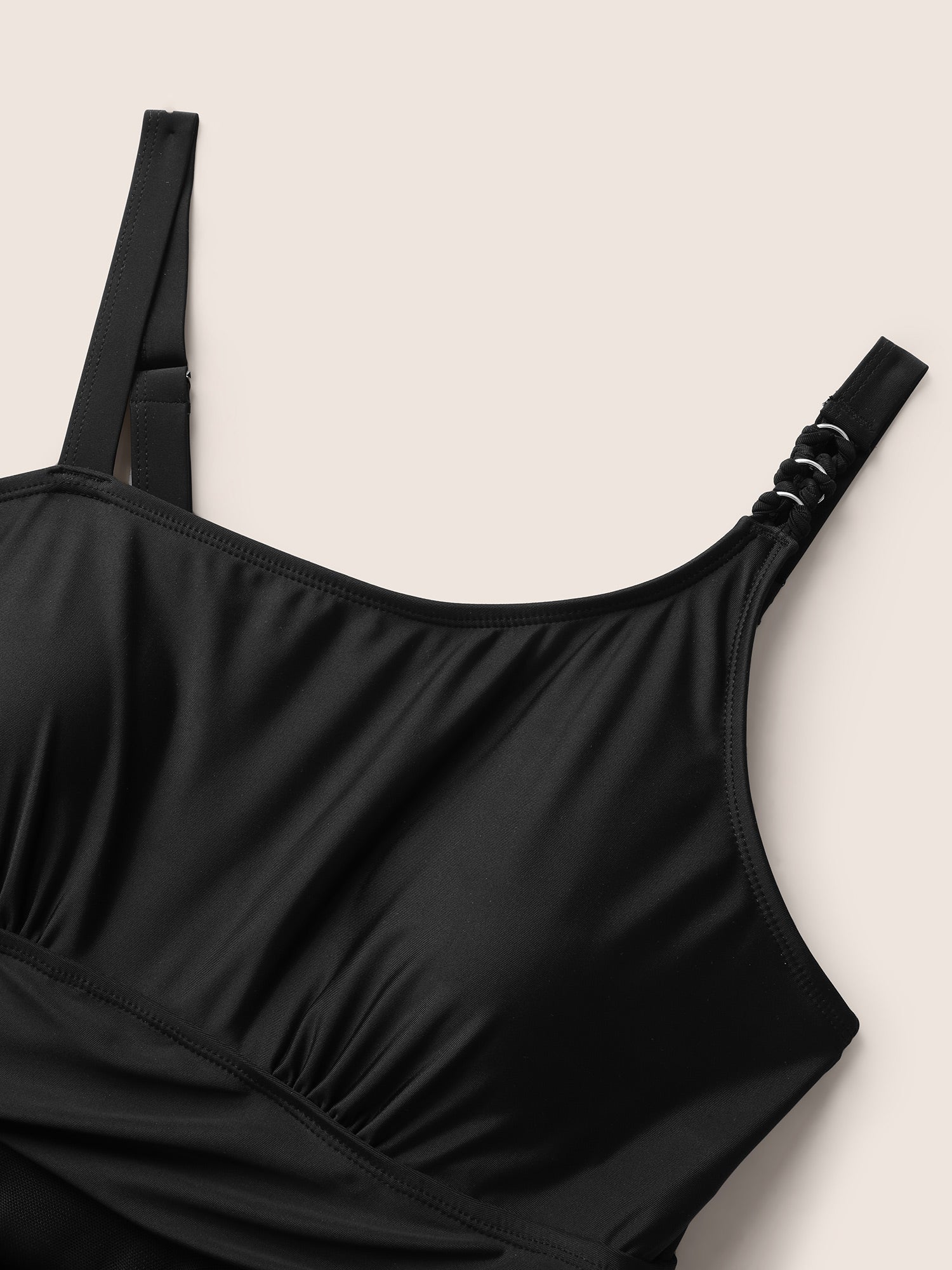 Asymmetrical Neck Mesh Patchwork Swim Dress - Image 5