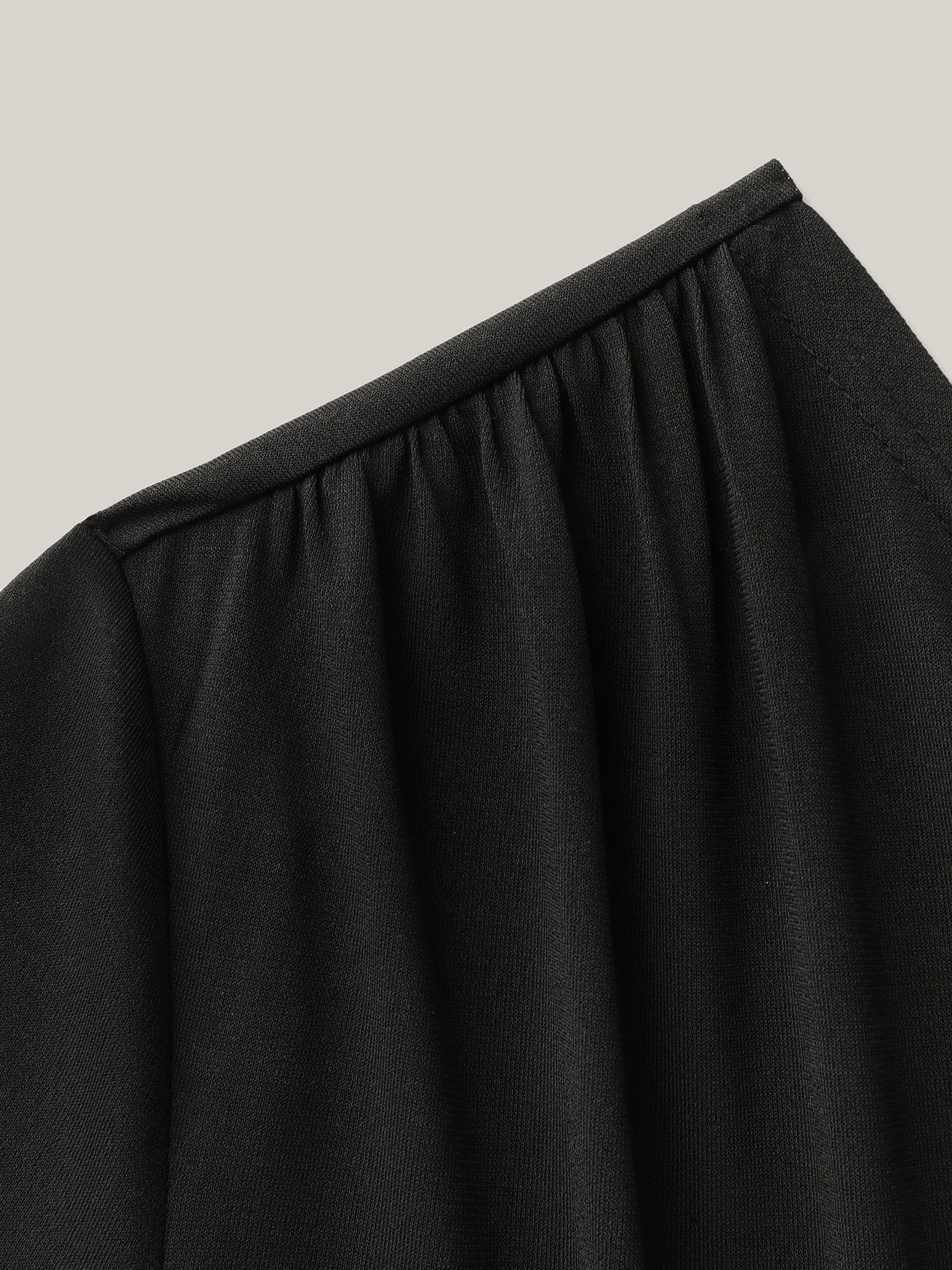 Asymmetrical Neckline Curved Hem Plain T-Shirt - Image 6