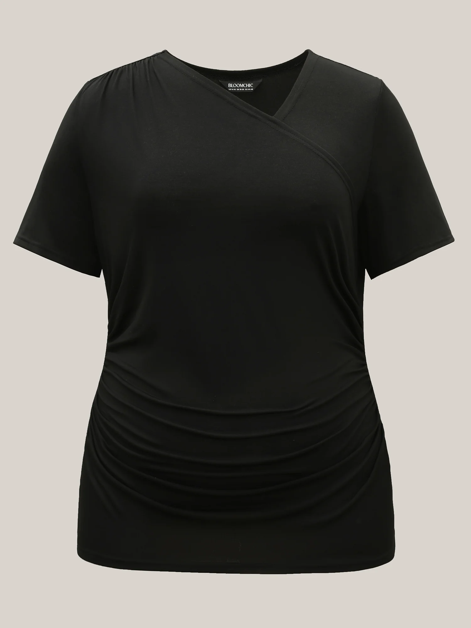 Asymmetrical Neckline Curved Hem Plain T-Shirt - Image 7