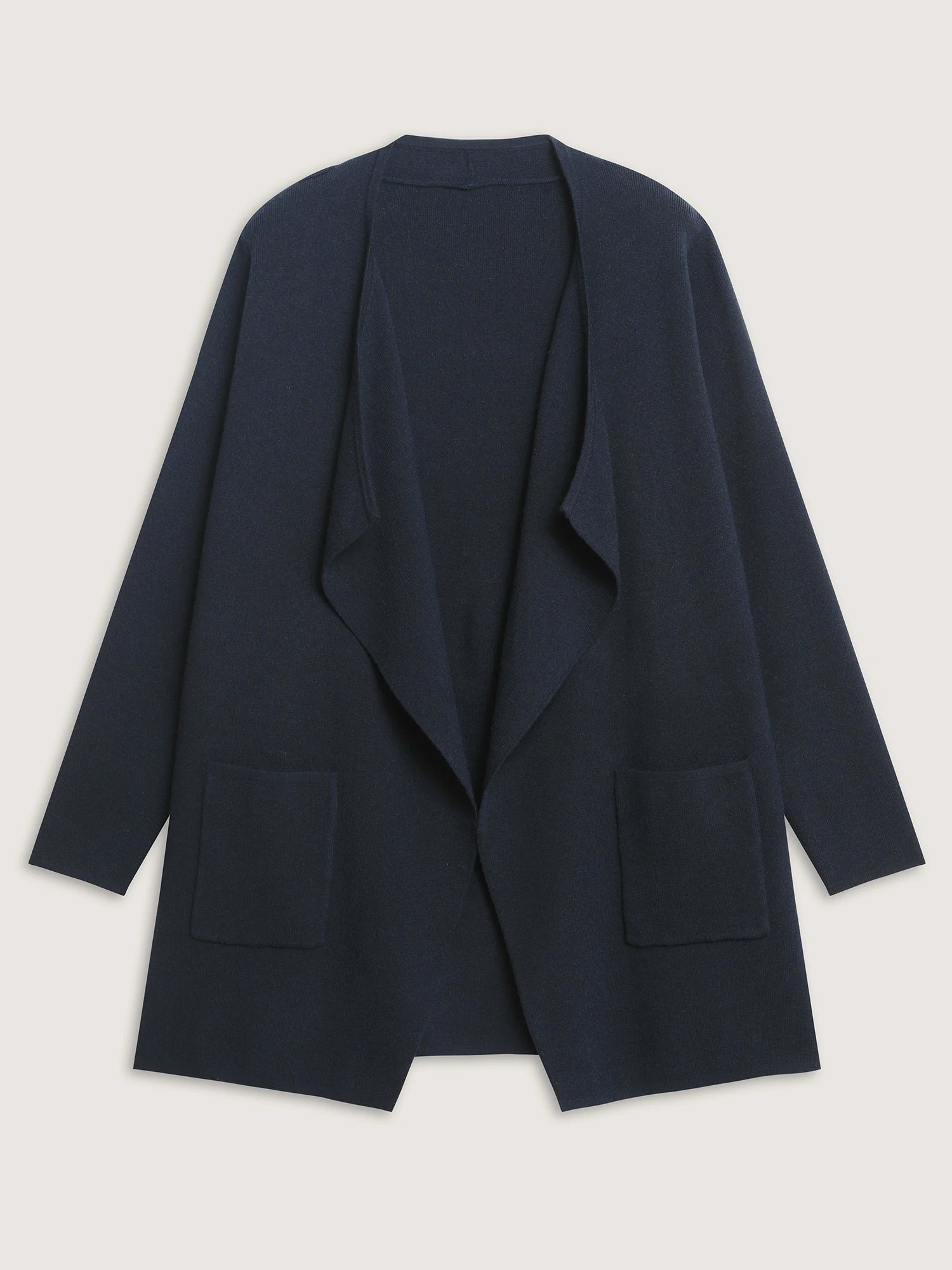 Asymmetrical Notched Lapel Collar Open Cardigan - Image 7