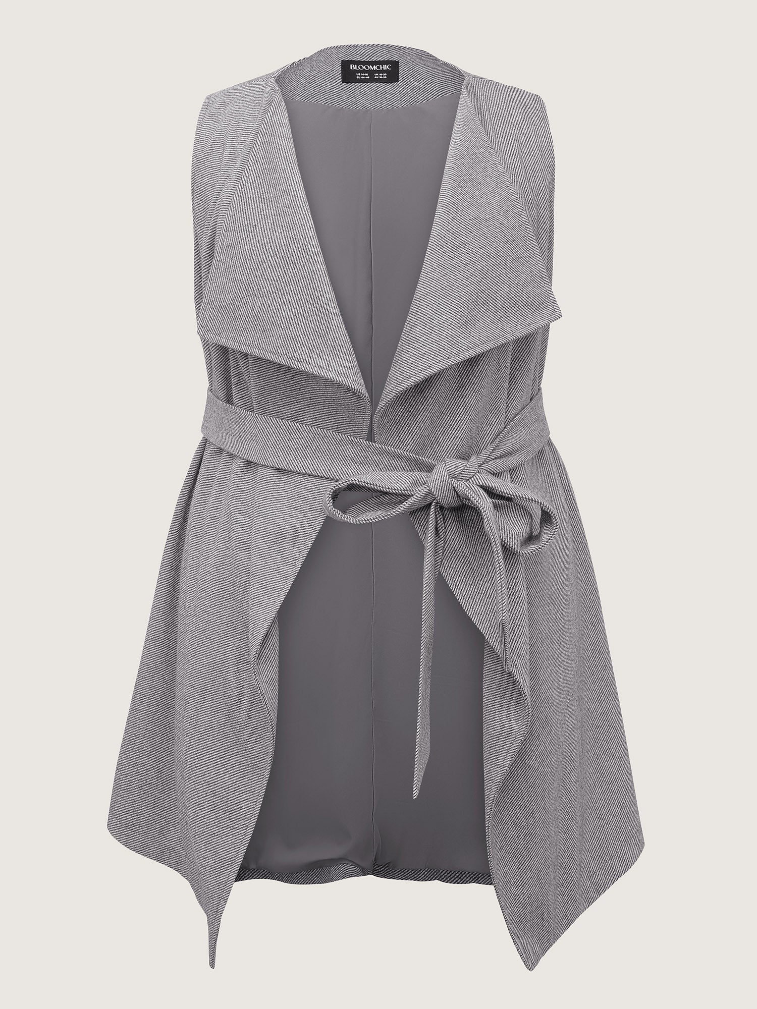 Asymmetrical Placket Belted Long Vest - Image 7