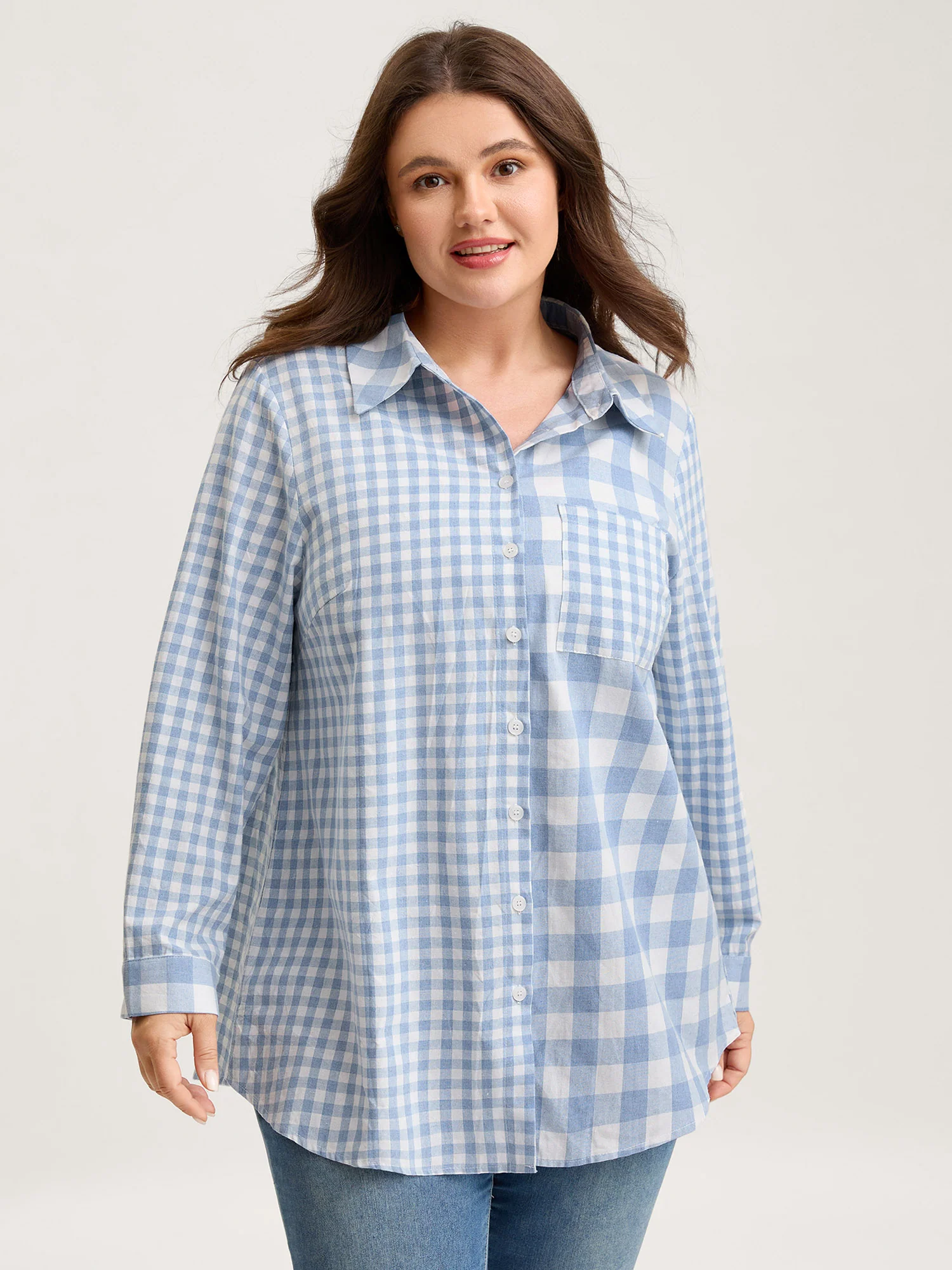 Asymmetrical Plaid Button-Down Shirt - Image 2