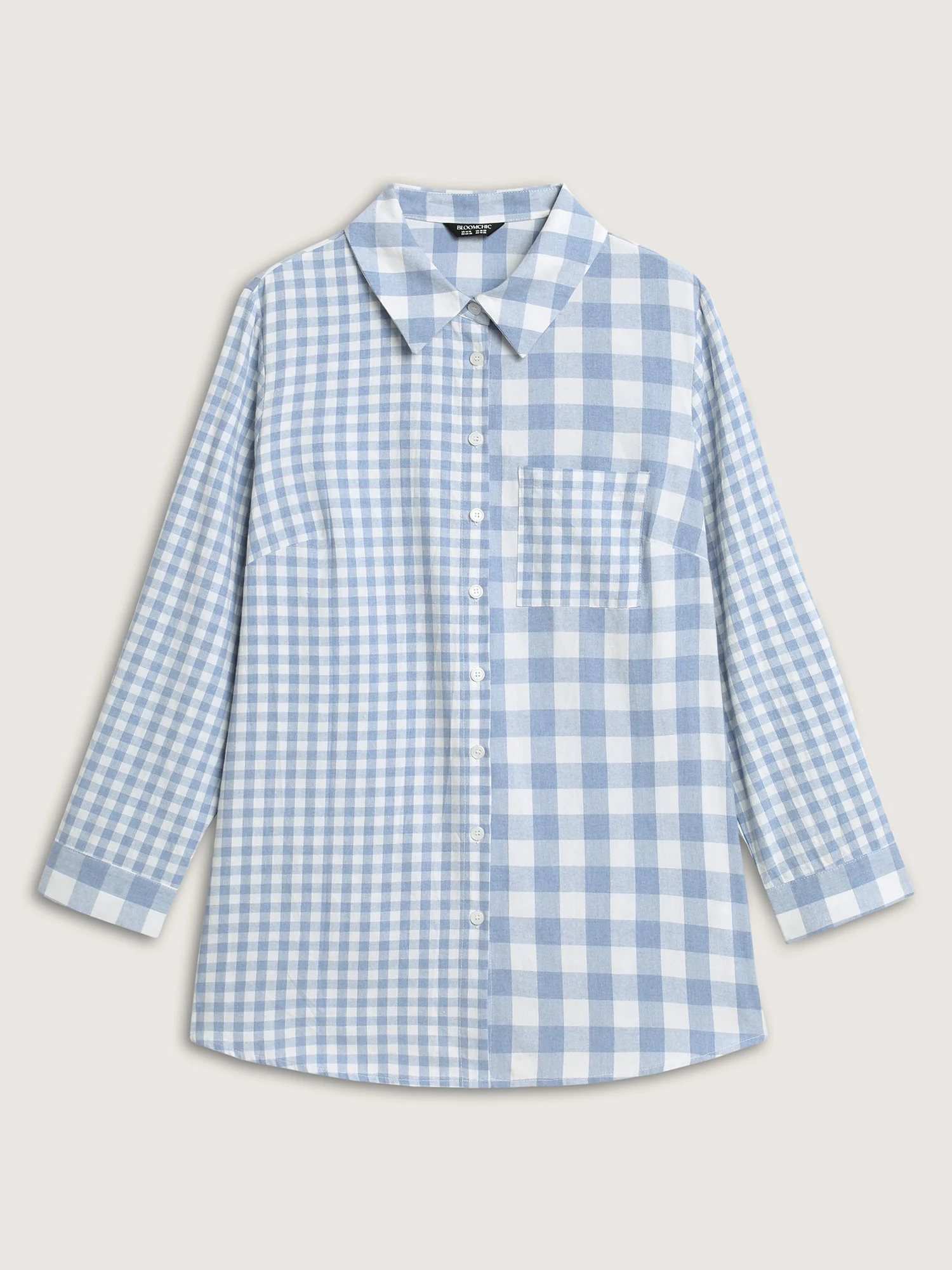 Asymmetrical Plaid Button-Down Shirt - Image 8