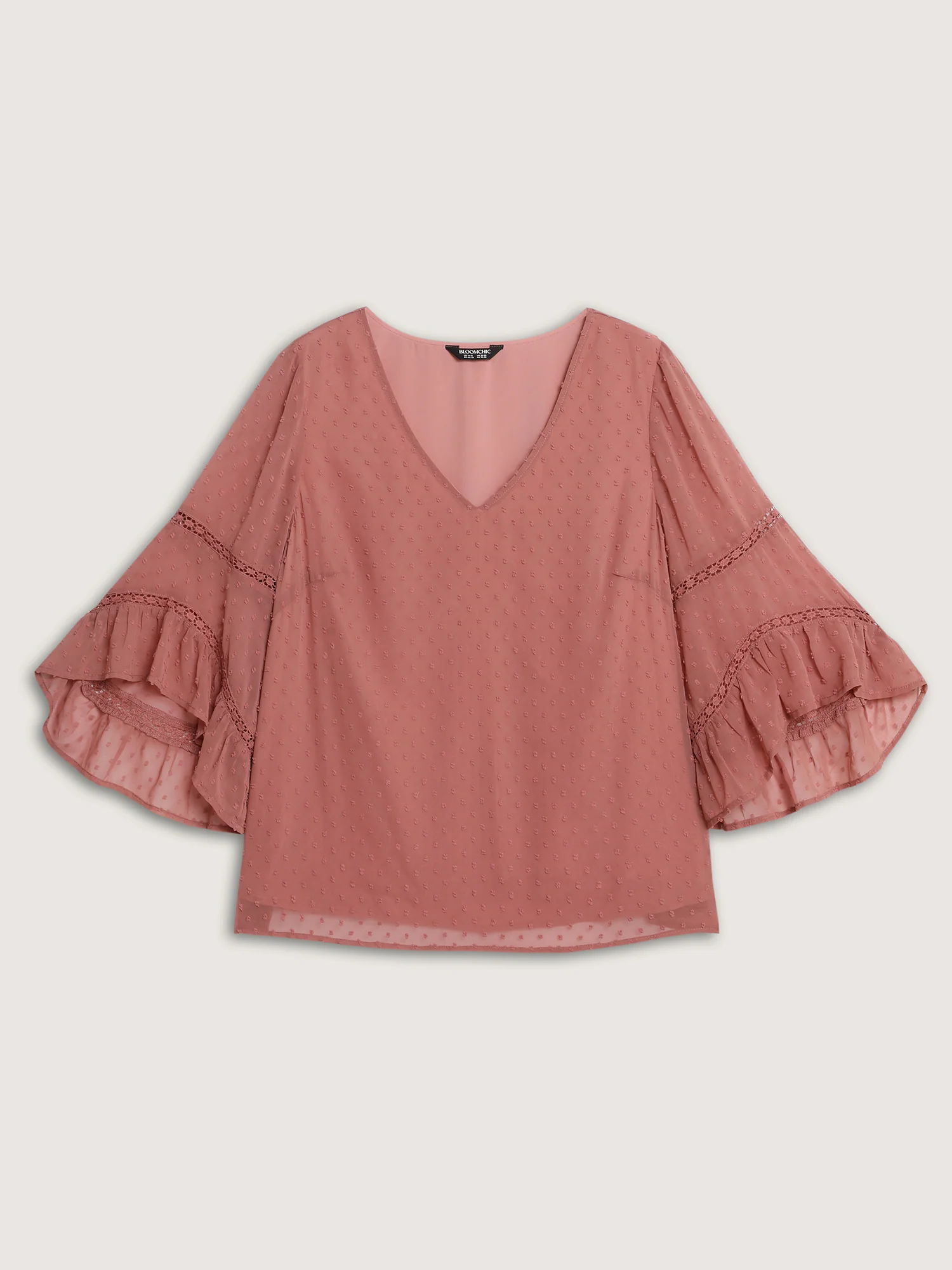 Asymmetrical Ruffled Sleeve Lace Blouse - Image 7