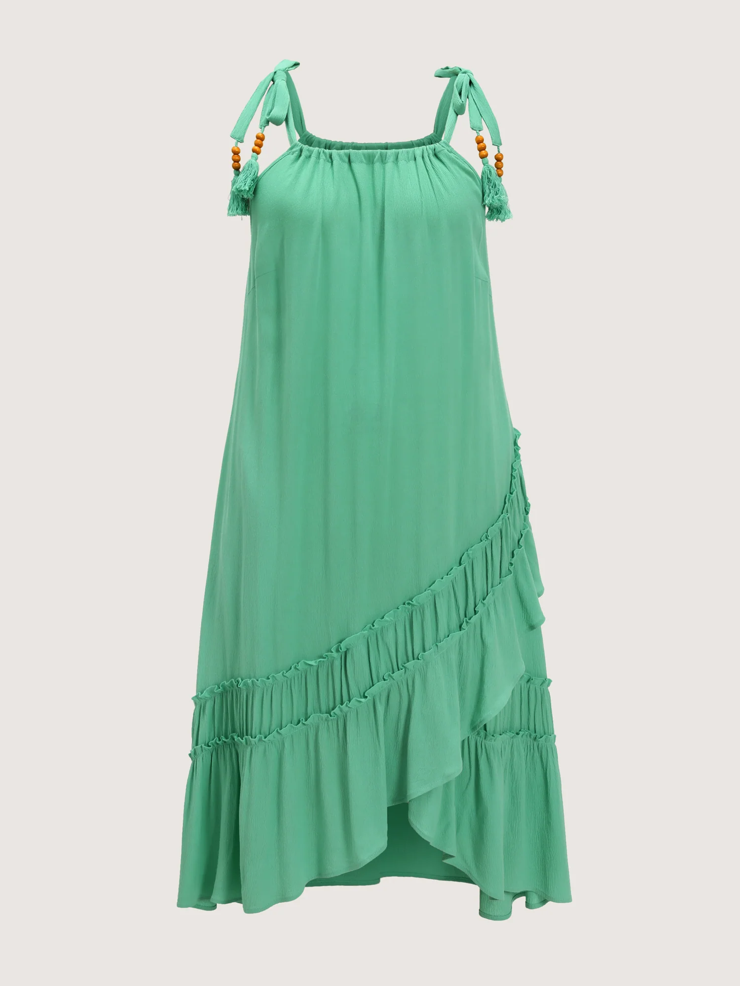 Asymmetrical Ruffled Wrap Hem Midi Dress - Image 6