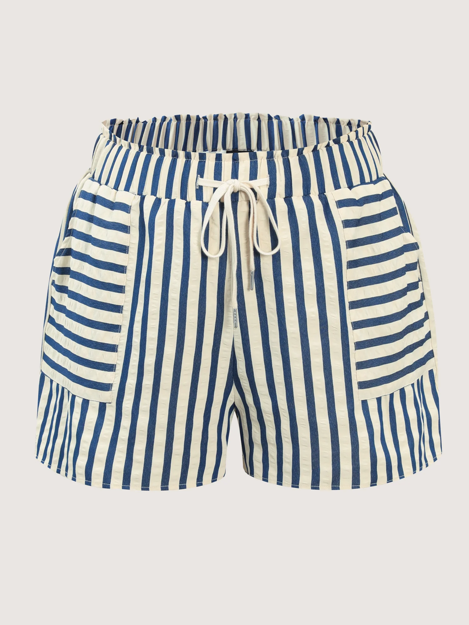 Asymmetrical Stripes Pockets Lined Shorts - Image 8