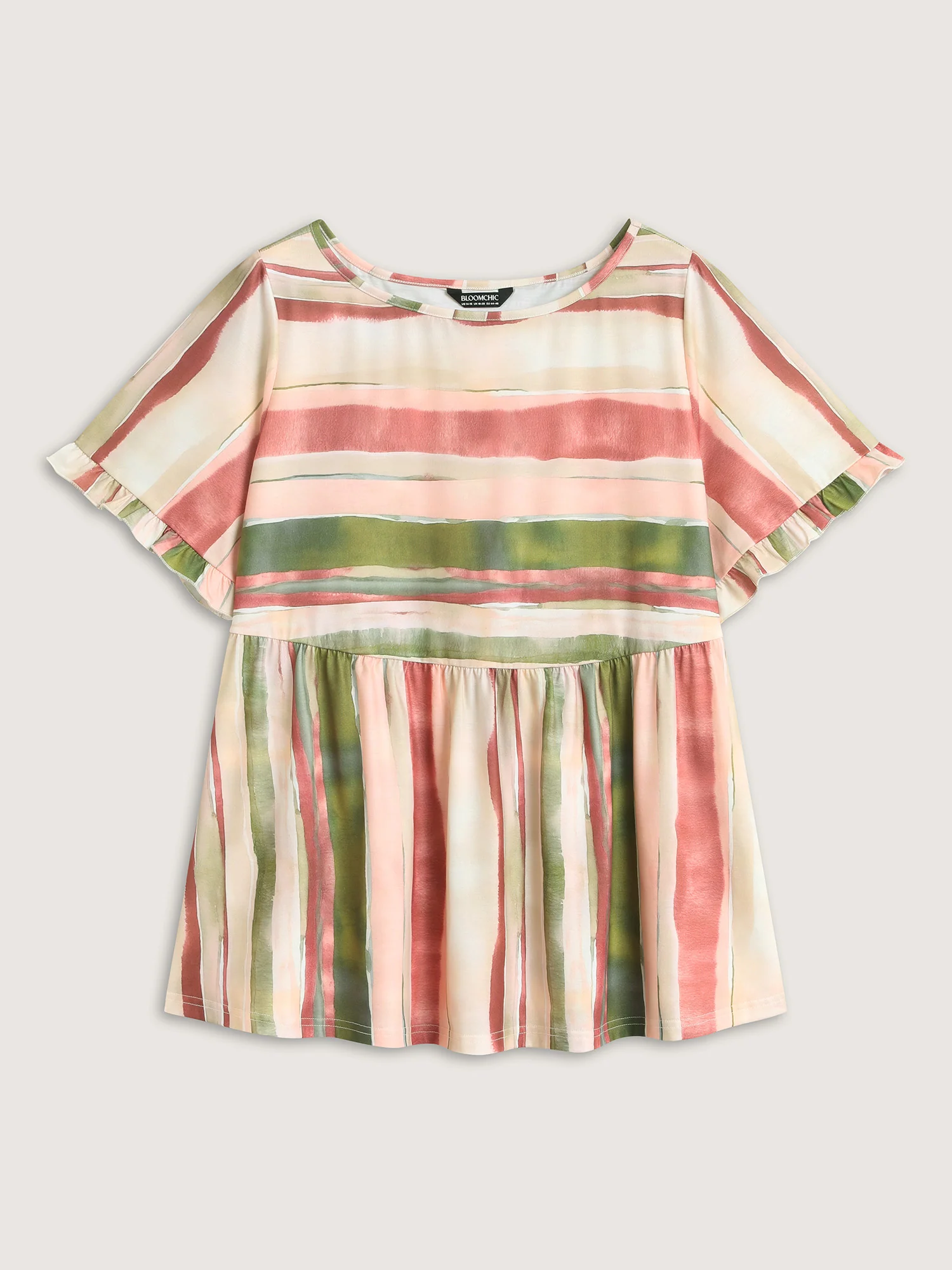 Asymmetrical Stripes Ruffled Knit Top - Image 7