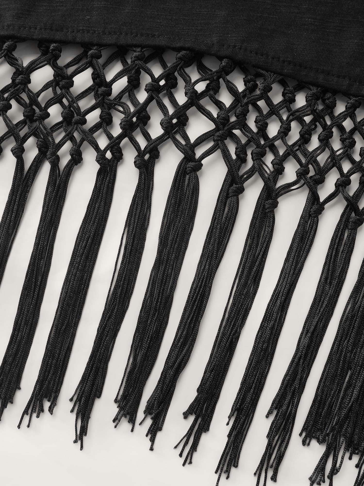 Asymmetrical Tassel Hem Plain Tunic - Image 6