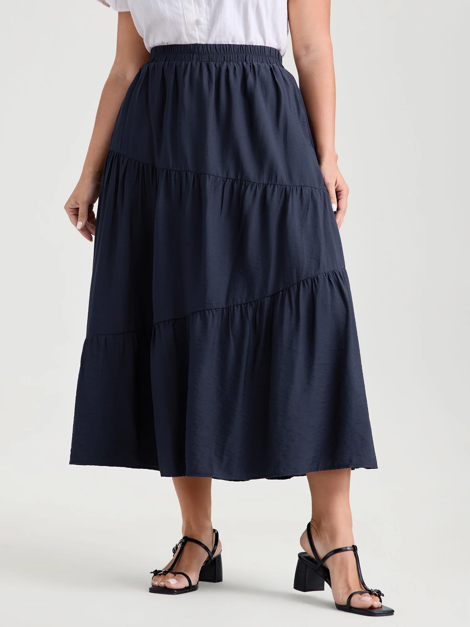 Asymmetrical Tiered Slim-Fit Maxi Dress