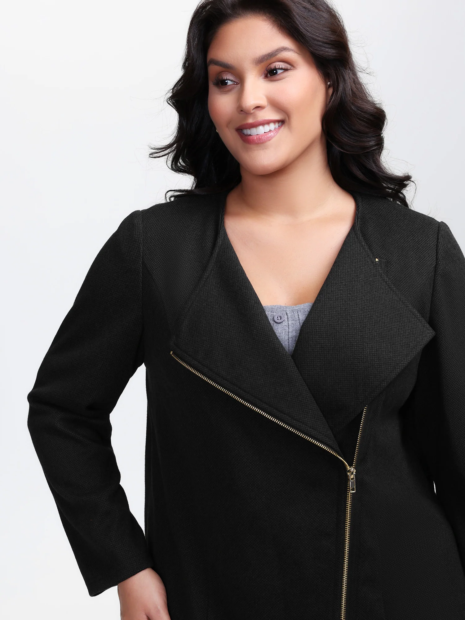 Asymmetrical Zipper Solid Jacket - Image 2
