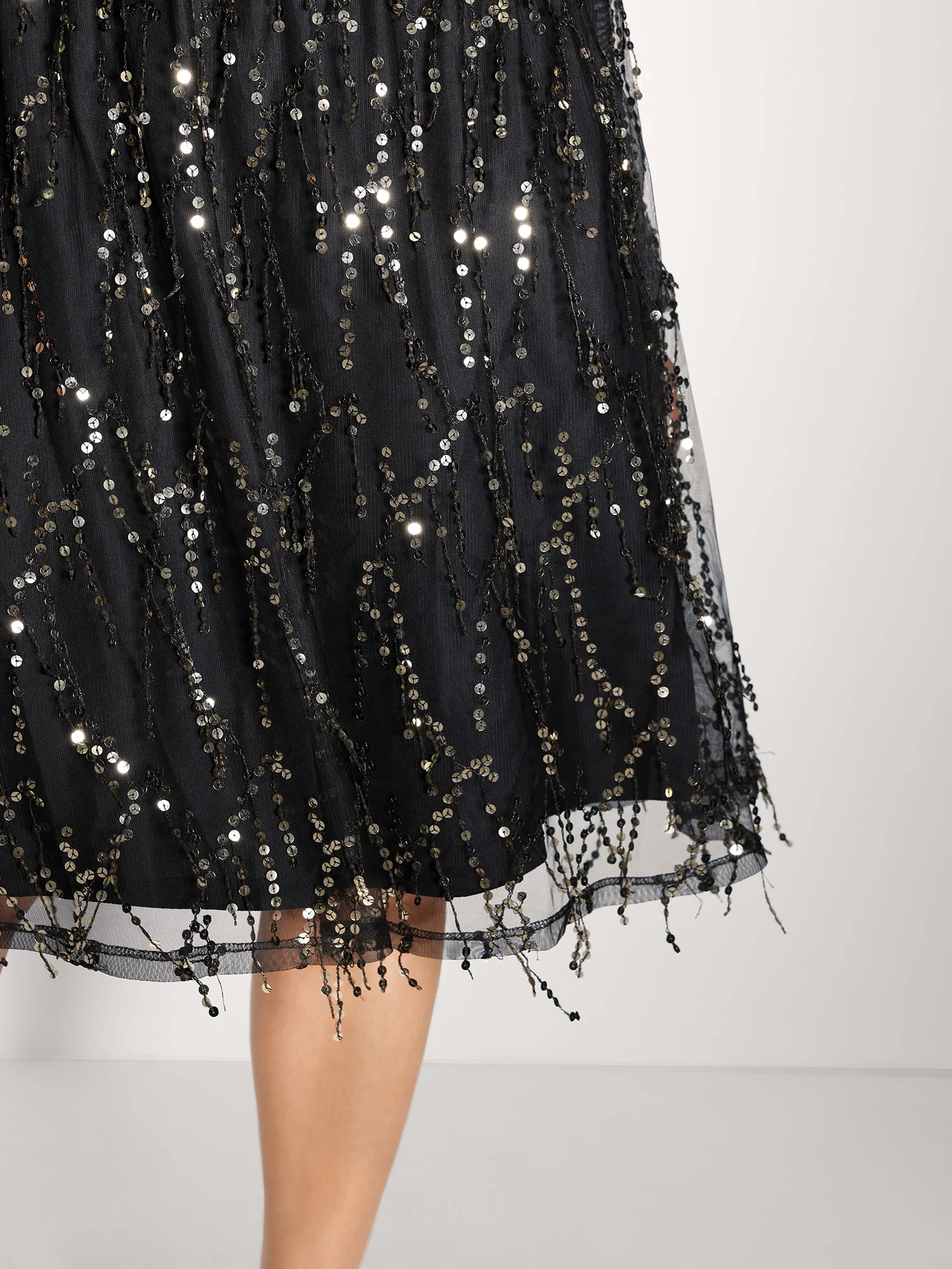 Back Bow Tie Fringe Sequin Mini Dress - Image 3