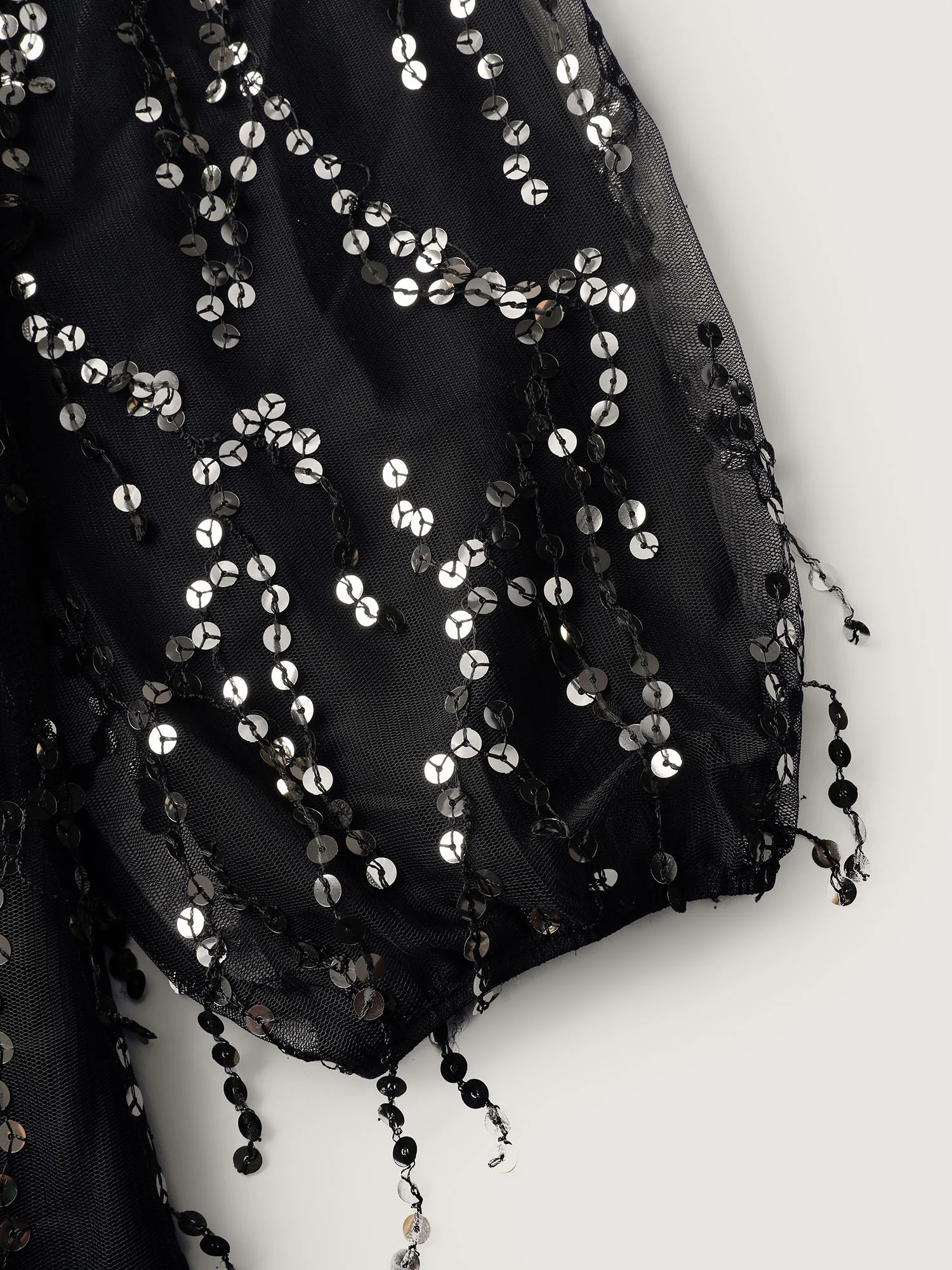 Back Bow Tie Fringe Sequin Mini Dress - Image 7