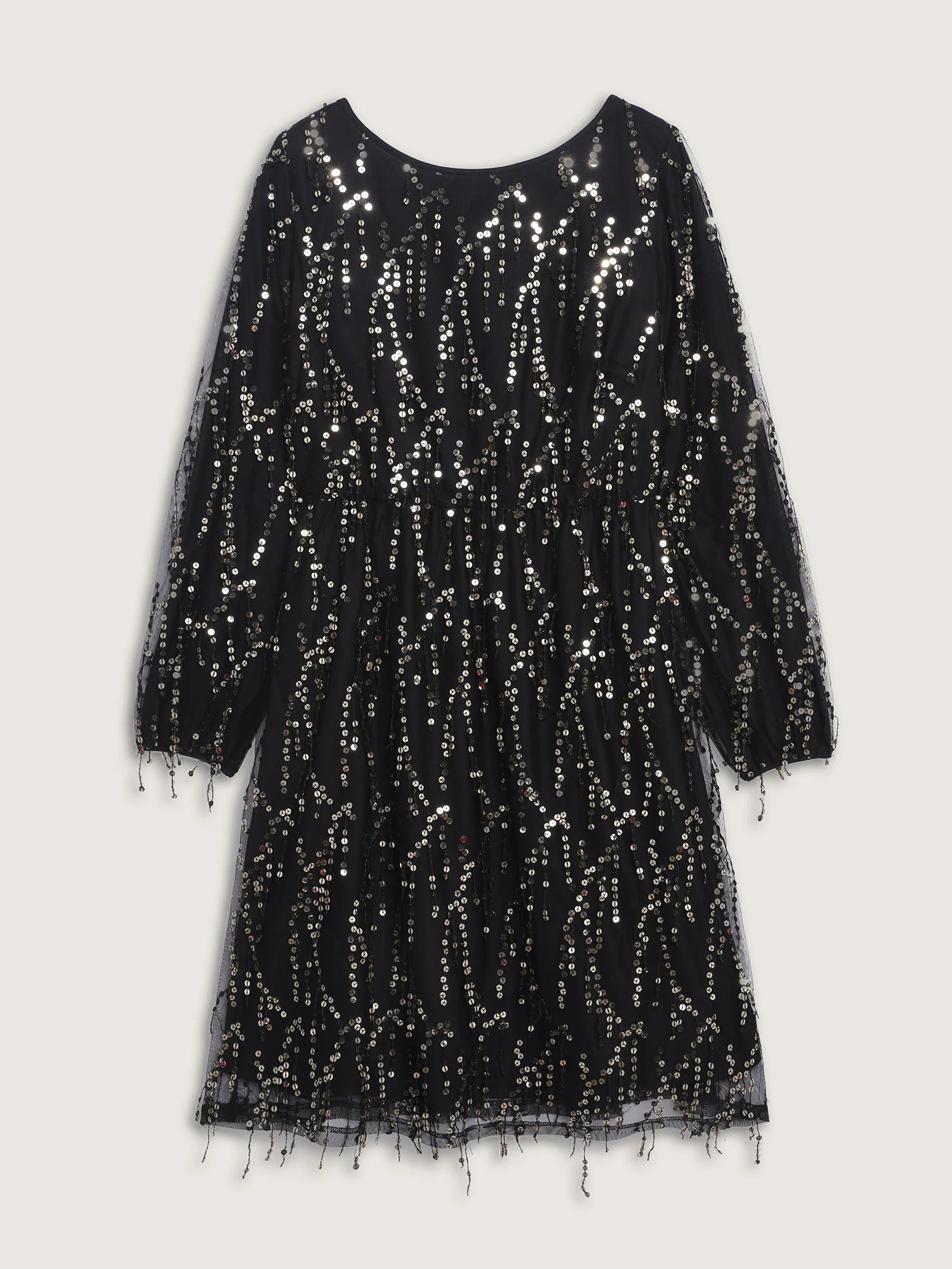 Back Bow Tie Fringe Sequin Mini Dress - Image 8