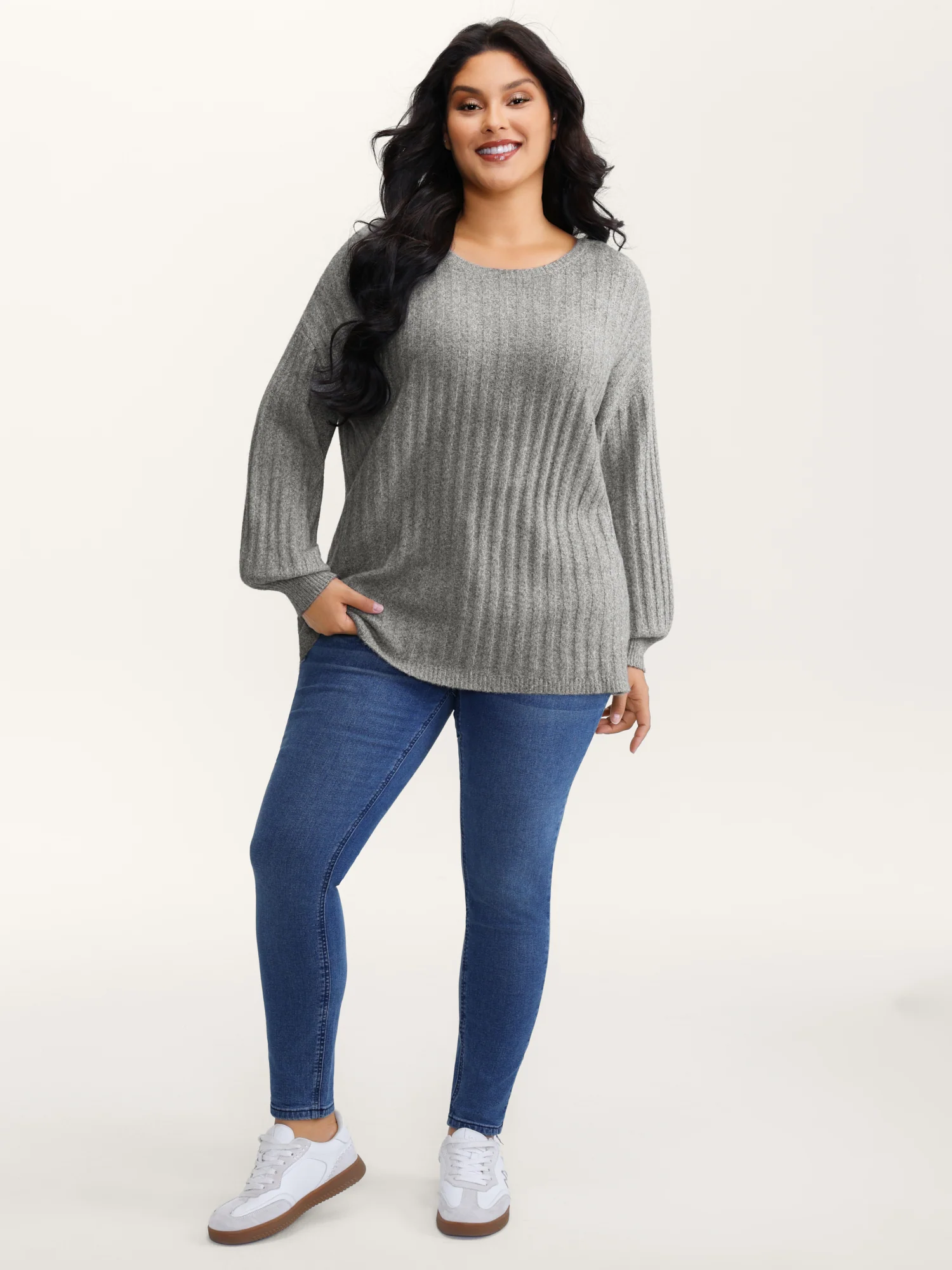 Back Bow-Tie Ribbed Texture Pullover - Image 3