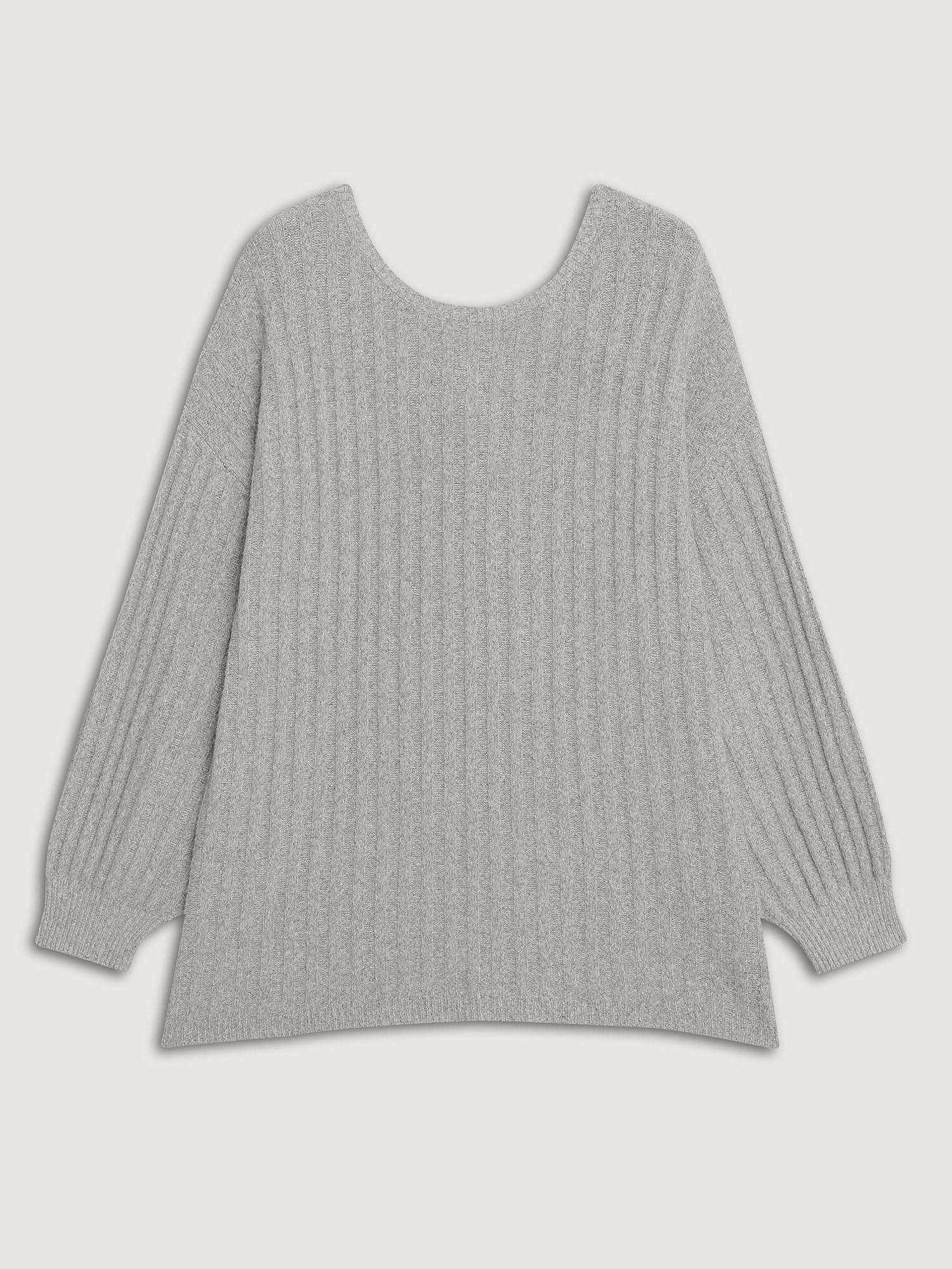 Back Bow-Tie Ribbed Texture Pullover - Image 6