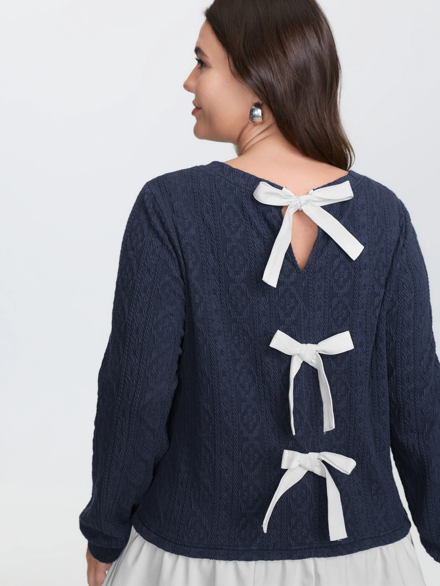 Back Bows Stretchy Layered Knit Top - Image 5