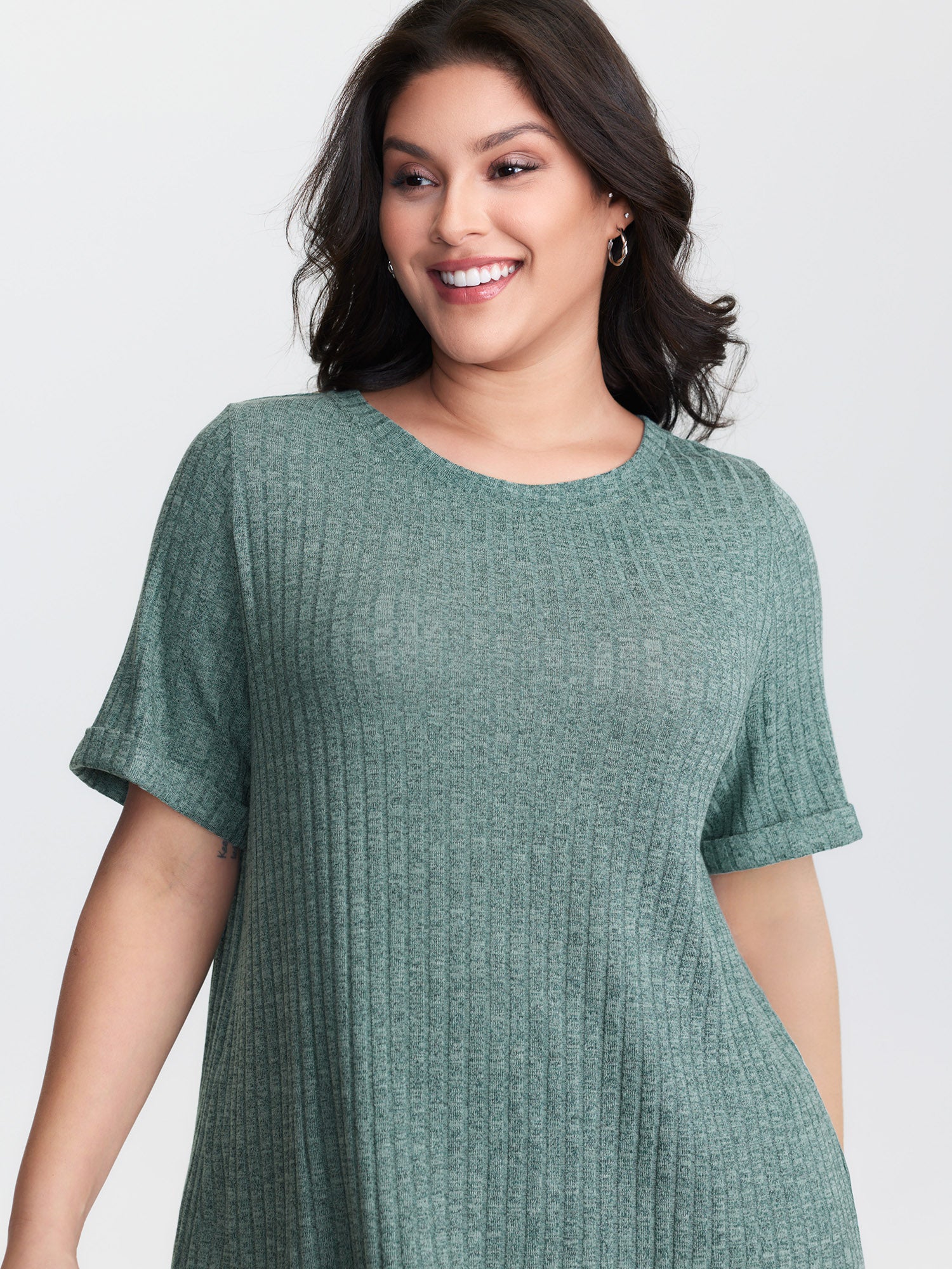 Back Button Detail Plain T-Shirt - Image 5